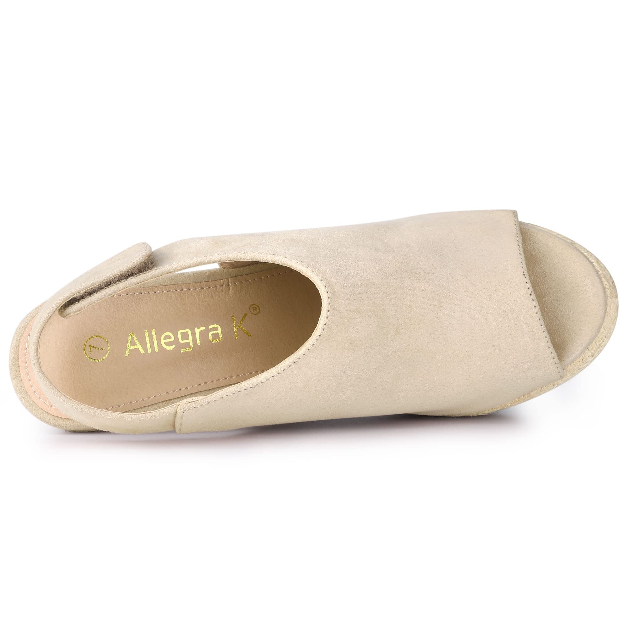 Allegra K Espadrilles compensées avec bride arrière pour femme, beige (beige), 40.5 EU