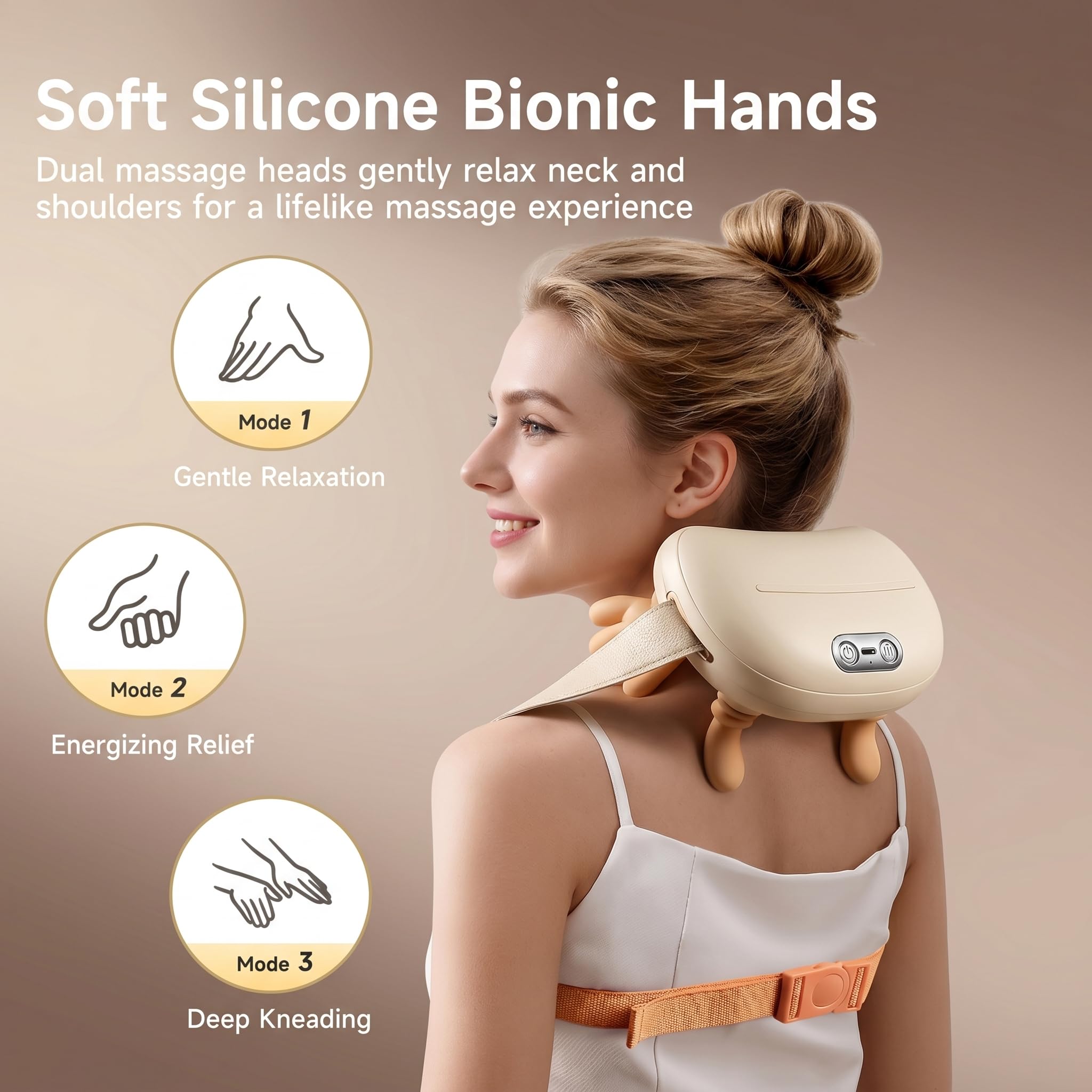 Masajeador Cervical, Recargable por USB Masajeador De Cuello Y Hombros, 3 Intensidades & 2 Niveles de Calor (40-45°C), Regalo para Hombre, Mujer, Uso inalámbrico