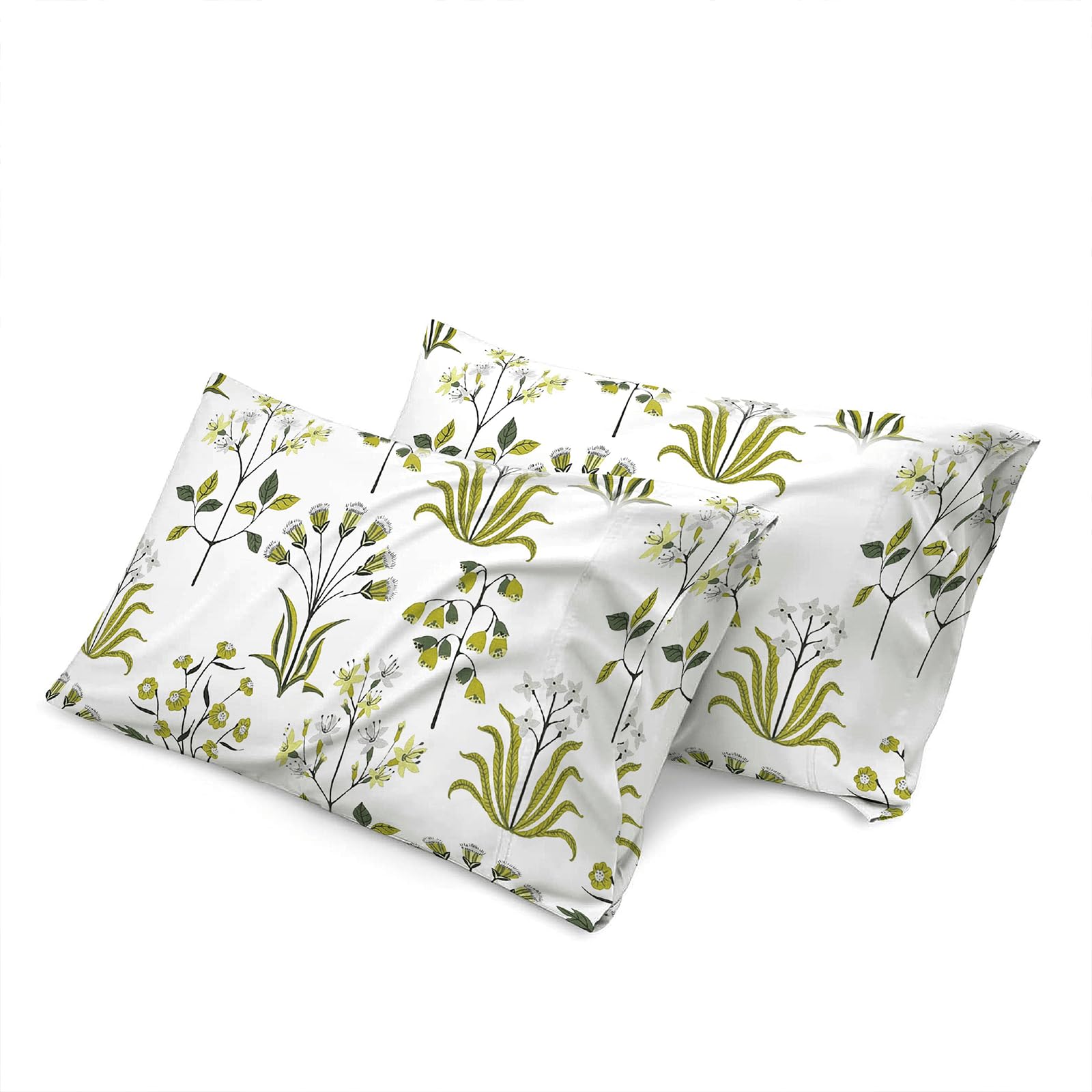 Shadow Sleep Pillow Case 100% Egyptian Cotton 400 Thread Count Luxury Floral Printed Flower Design Pair of Pillowcases Breathable Soft Machine Washable Bed Pillow