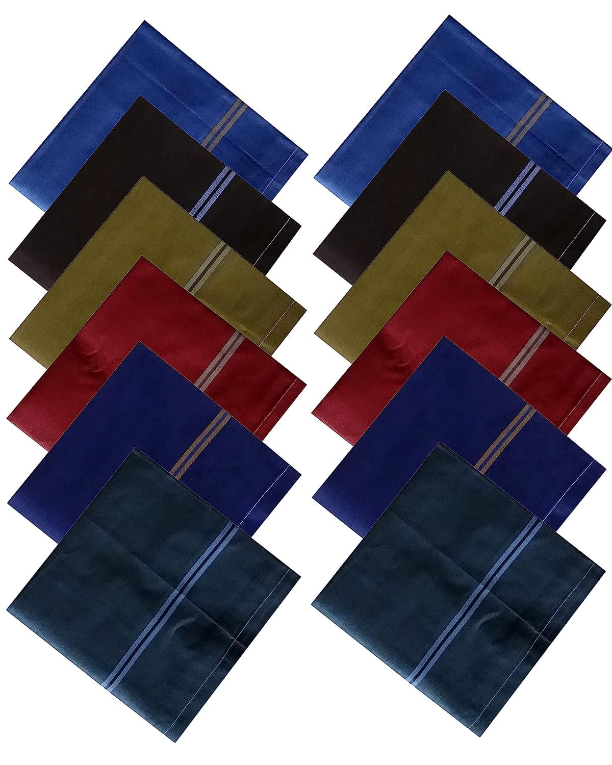 Men's Cotton Handkerchief Hanky (King Size - 48cm x 48cm) - Pack Of 12 (Handkerchiefs Dark Color)-image-23