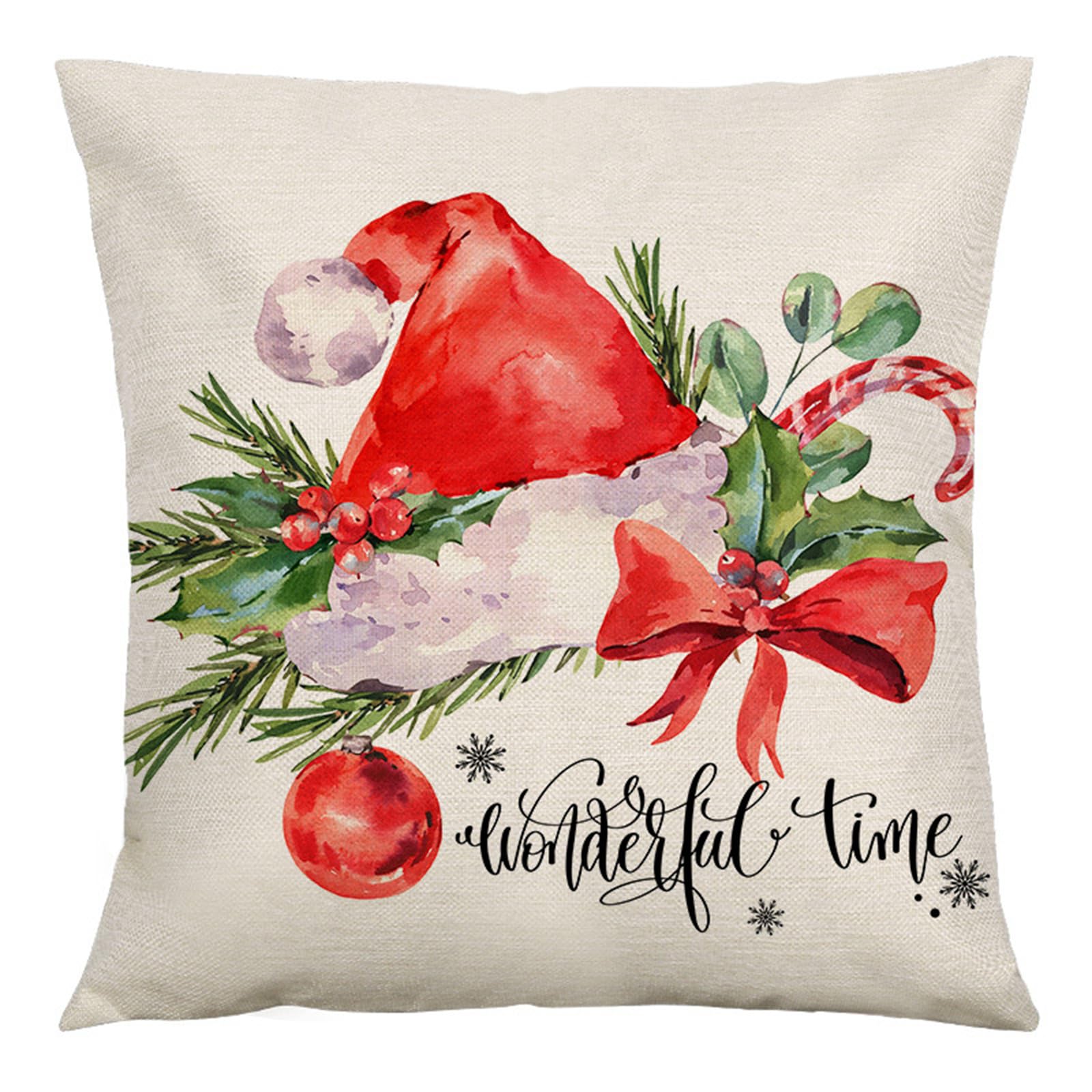 Pillowcase Christmas Throw Pillow Covers Case Festive Holiday Decor for Couch Sofa Bed Decorative Pillows Stylish Accessories and Washable Cushion