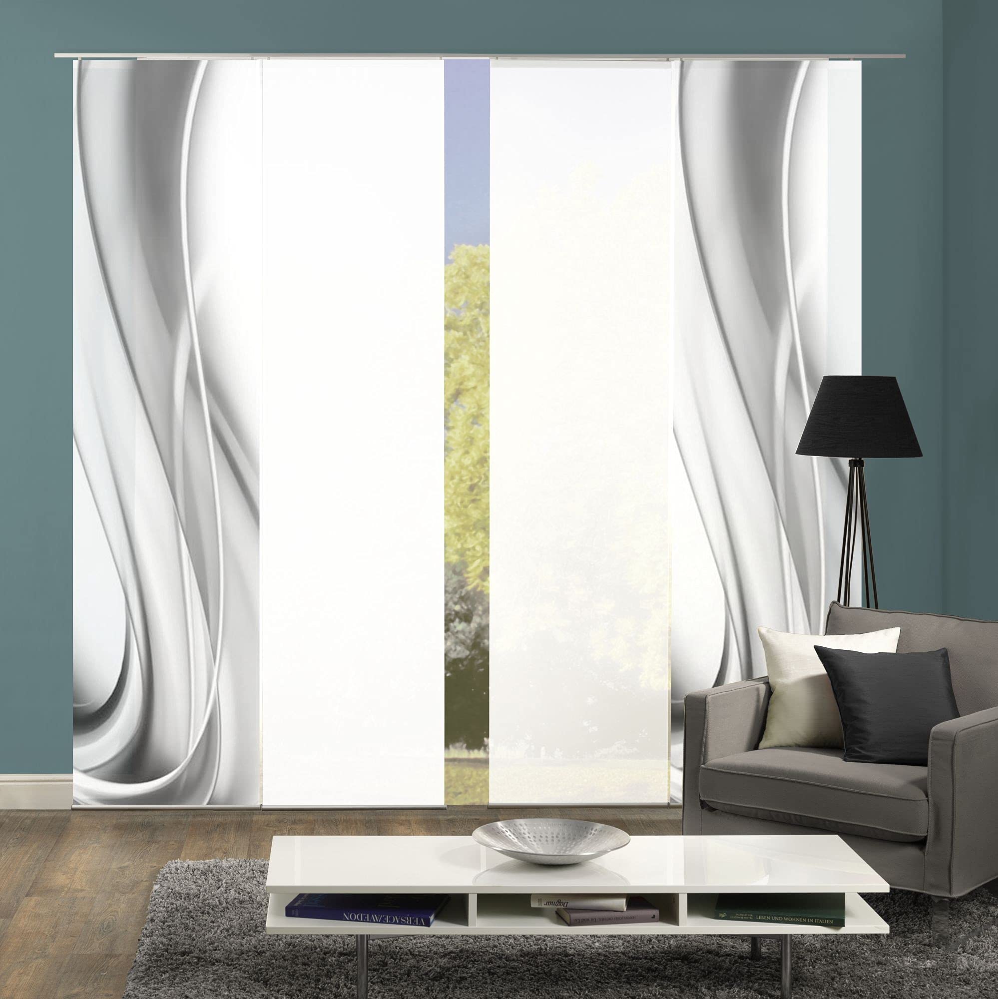 4er-Set Schiebevorhang, Deko Blickdicht, Franka (094148-0307), Höhe 245 cm, grau