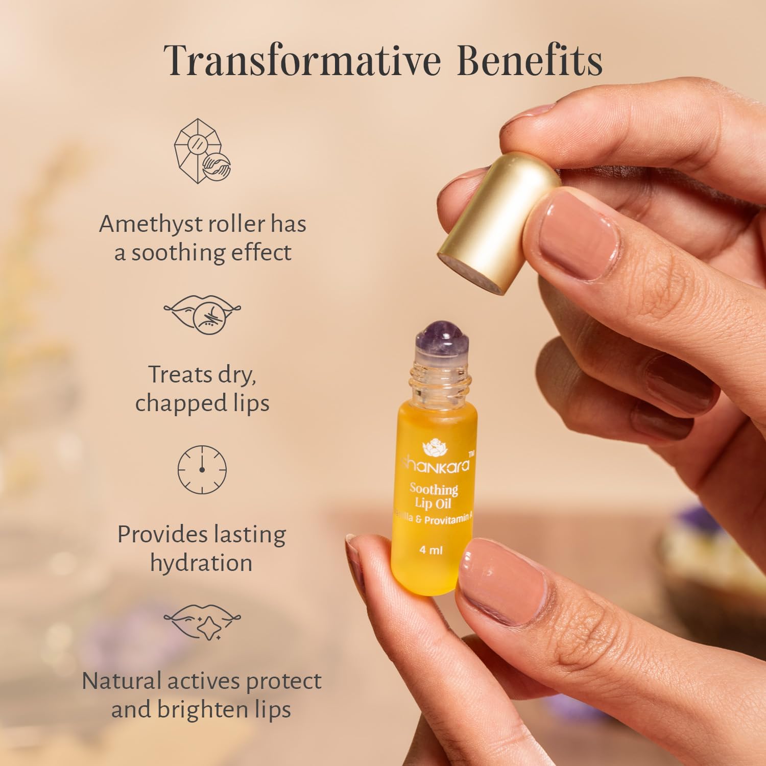 Shankara Unisex Soothing Lip Oil Roll-On for Glossy, Soft Lips with Essential Oils for Hydration, Nourishment & Healing – Travel Size, Sun Protection, No Added Fragrance, Brightening (4ml) 2