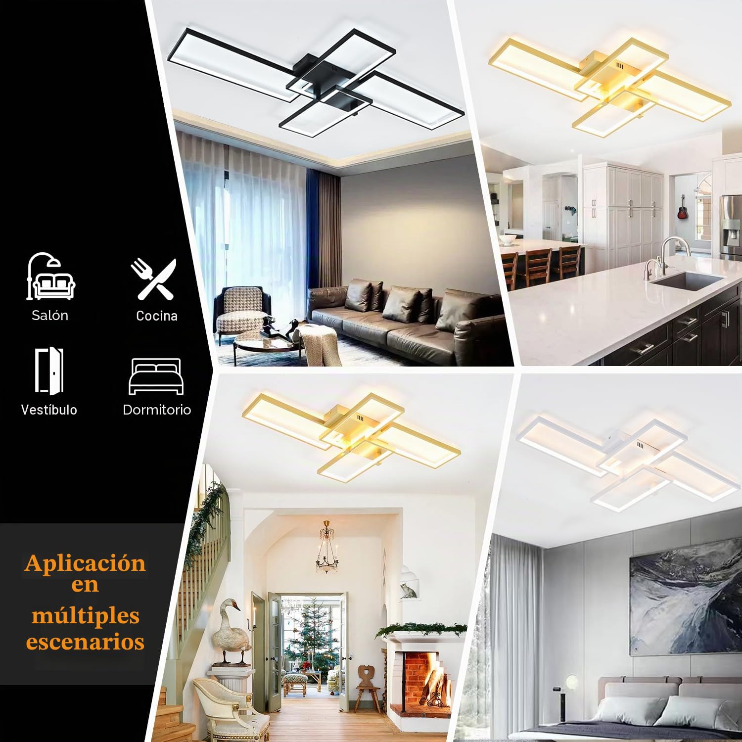 Lámpara de Techo Led Regulable, Lampara Techo Dormitorio Moderna Gold Plafón LED Techo de Acrílico para Sala de Estar Dormitorio Cocina, Diámetro 3000-6500K