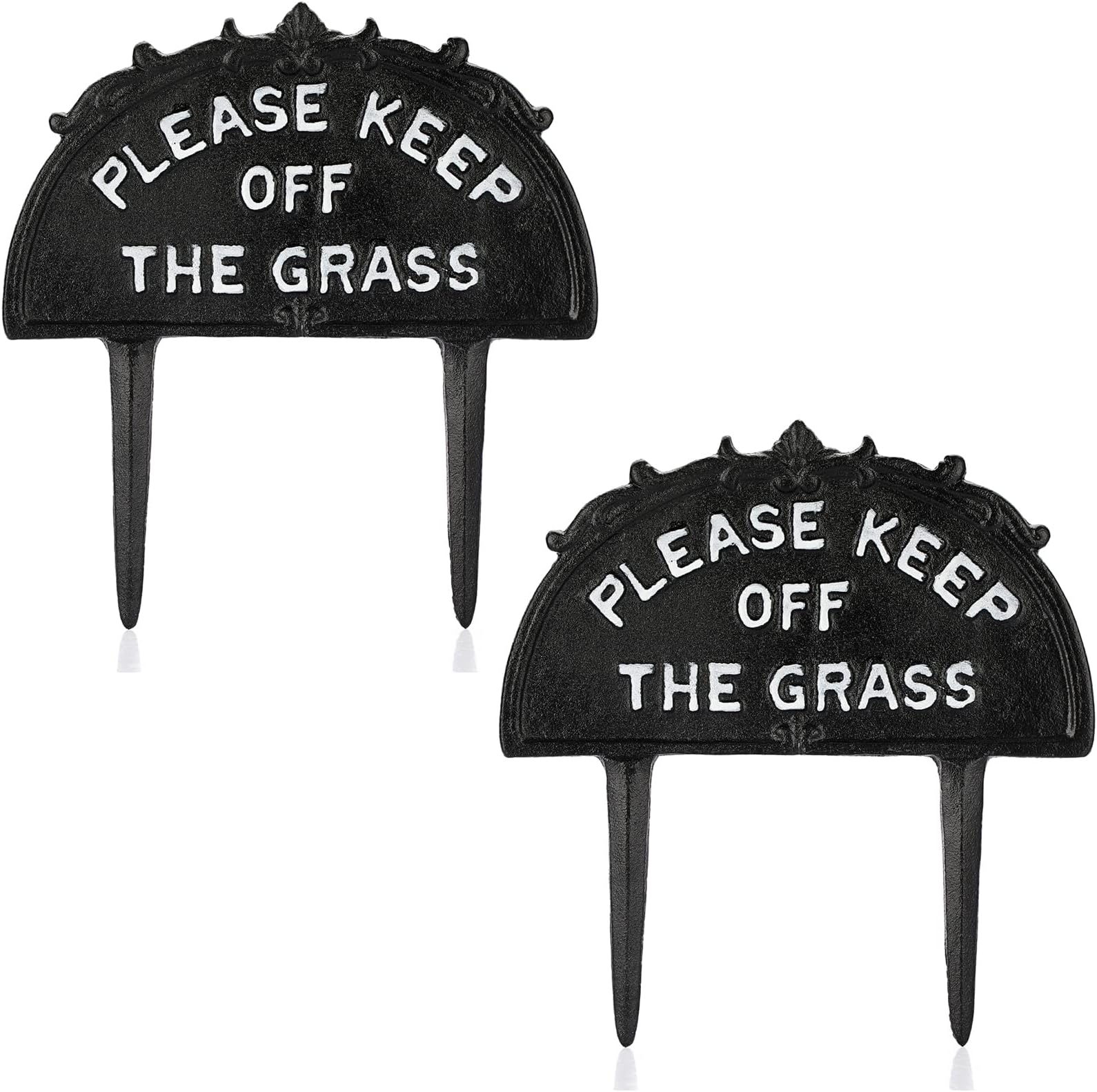 JUXYES Pack of 2 Cast Iron Please Keep Off The Grass Yard