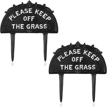 Cartello Please Keep Off The Grass Esschert Design | Ghisa 22.9cm | Per Giardino E Prato | Decorazione Rustica - Foto 3