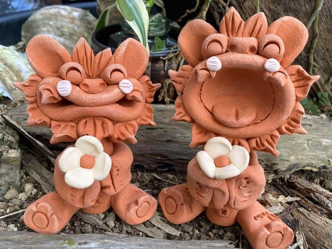 シーサー 魔除け 厄除け 御守り 沖縄 置物 笑顔 花シーサー 陶器