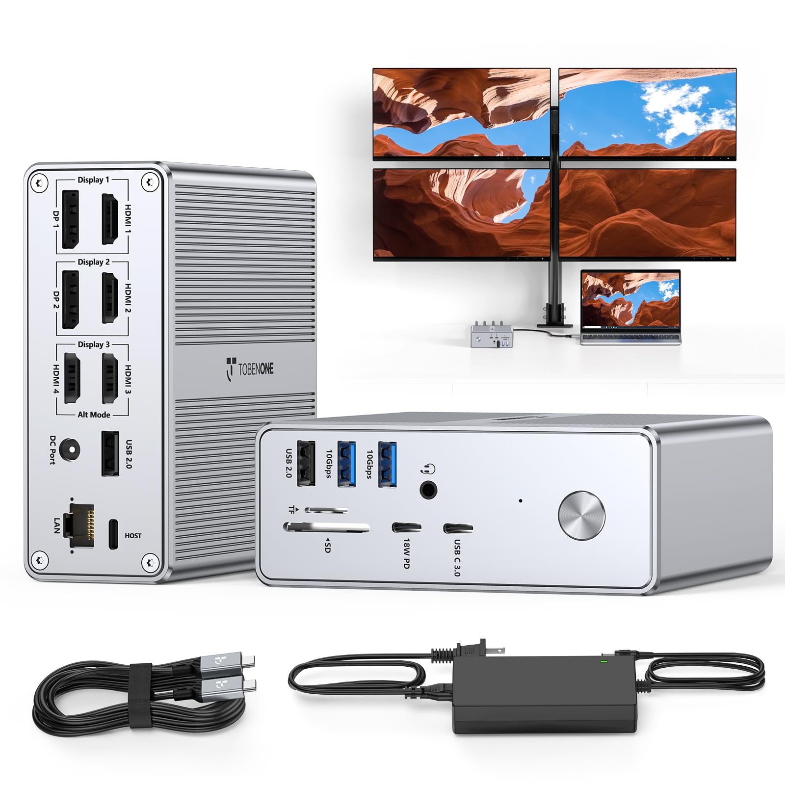 Estación de acoplamiento 4 monitores DisplayLink con USB 10 Gbps y HDMI para macOS 8
