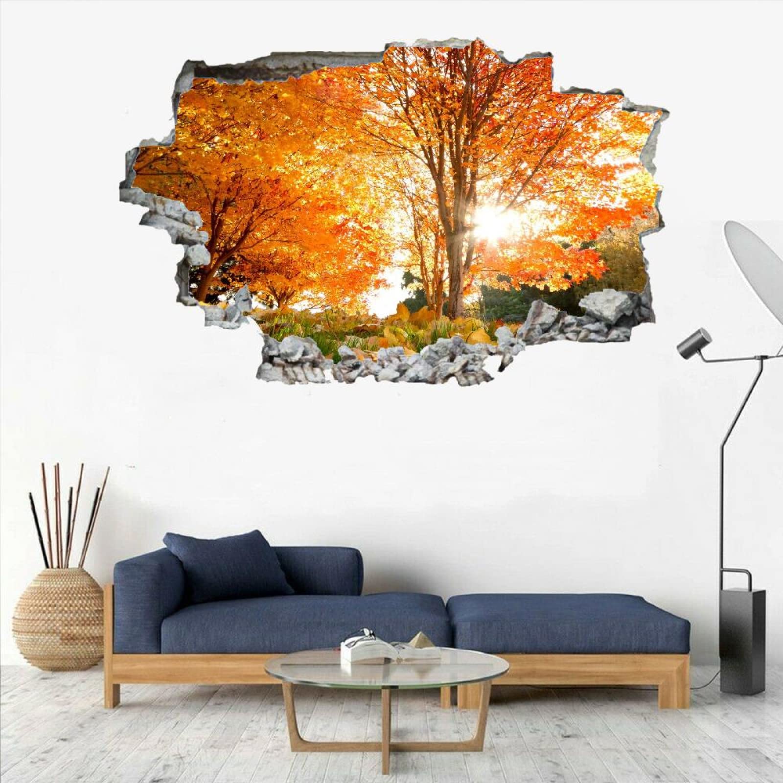 Adesivo Da Parete 3D Rimovibile Albero Decorazione Da Parete, Pavimento, Soffitto, Decalcomania Fracassata, Decorazione Artistica Paesaggio Per Soggiorno, Murale 75x113cm