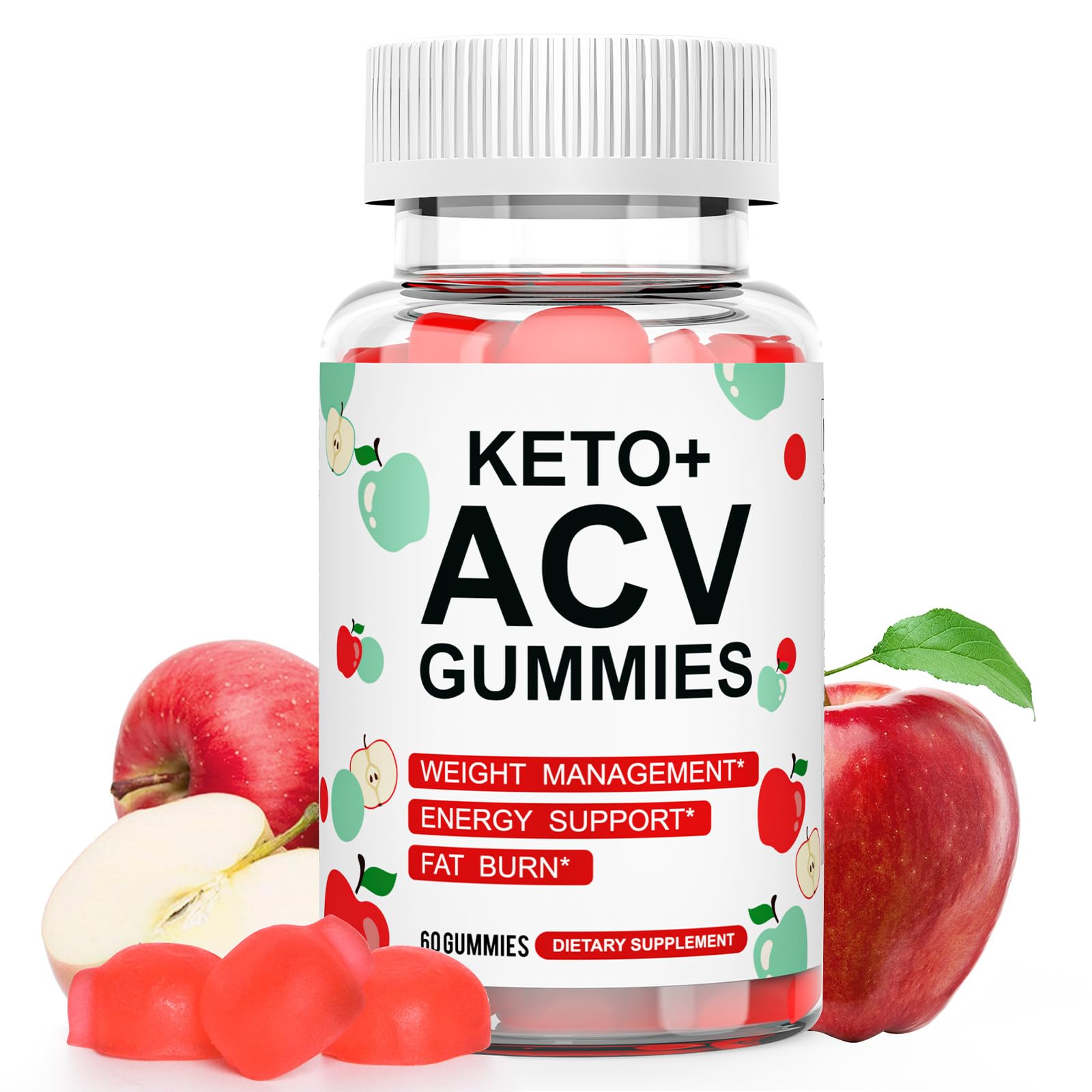 Keto ACV Gummies for Weight Loss, Apple Cider Vinegar Gummie for Rapid Fat Burning, Detox & Immune Support, Gluten-Free & Sugar-Free Gummies for Women & Men, 60 Count