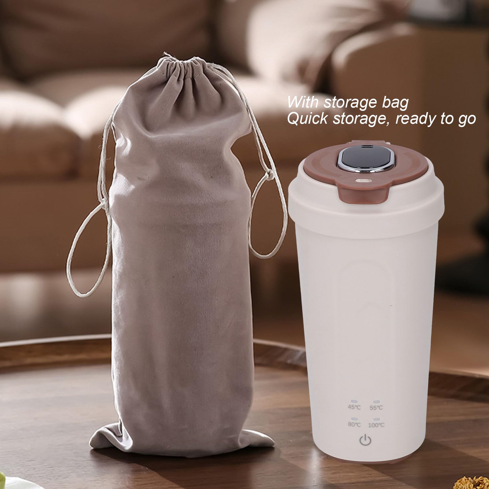Cryfokt Bollitore Elettrico Portatile, Mini Biberon Isolato da 500 Ml per la Preparazione Rapida degli Alimenti per Bambini per i Viaggiatori, Acciaio Inossidabile