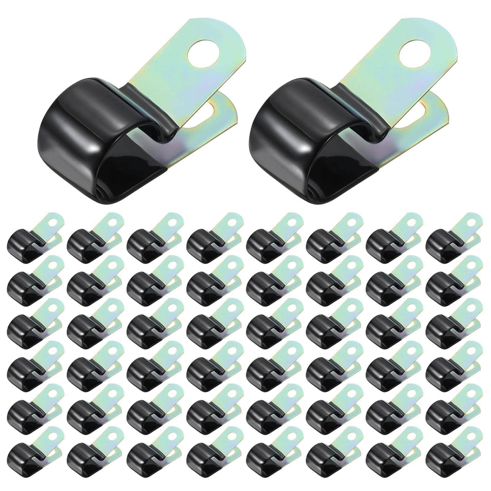 sourcing map 50pcs Vinyl Coated Cable Clamps 5/8 Inch (16mm) Vinyl Dipped Pipe Clamp Wire Holder Strap Clip for Automotive Industrial Marine Household Installation Pipe Wire