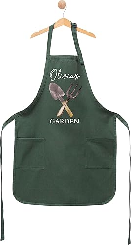 Miniatura 2 de Delantal de jardín personalizado con nombre delantal de jardinería personalizado para mujeres, hombres y niños, delantal ajustable hecho a mano con