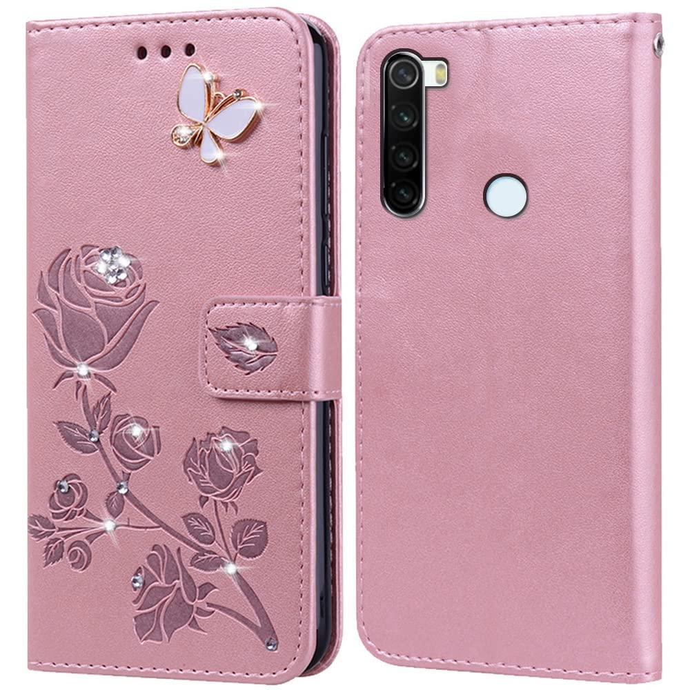 PKQTOP Cover per Xiaomi Redmi Note 8 Pro Custodia,Carta Fessura, Supporto Stand,Silicone TPU,Flip Protettiva Case per Redmi Note 8 Pro(6.53