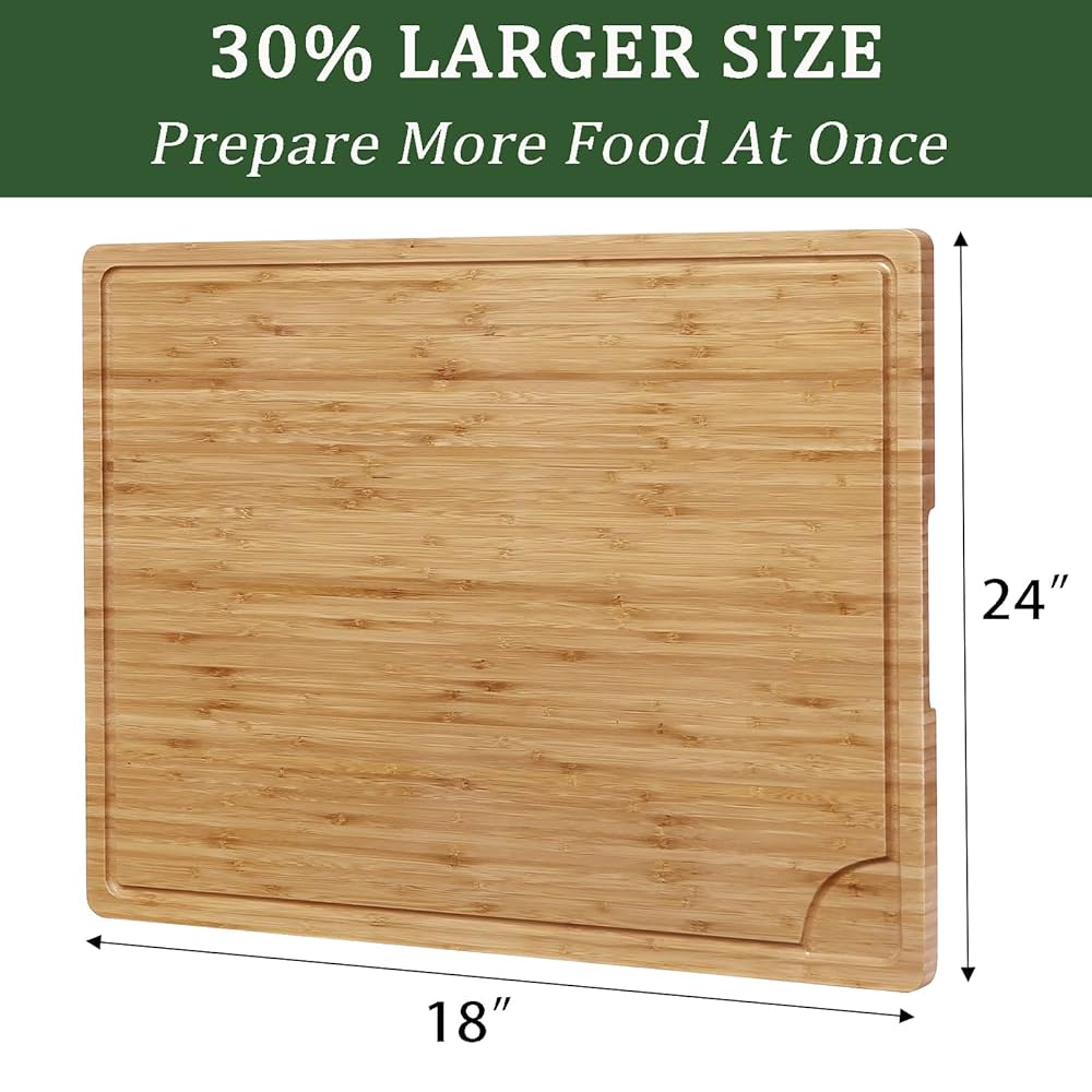 Amazon | 24 x 18インチ 竹製まな板 大型キッチンまな板 肉屋