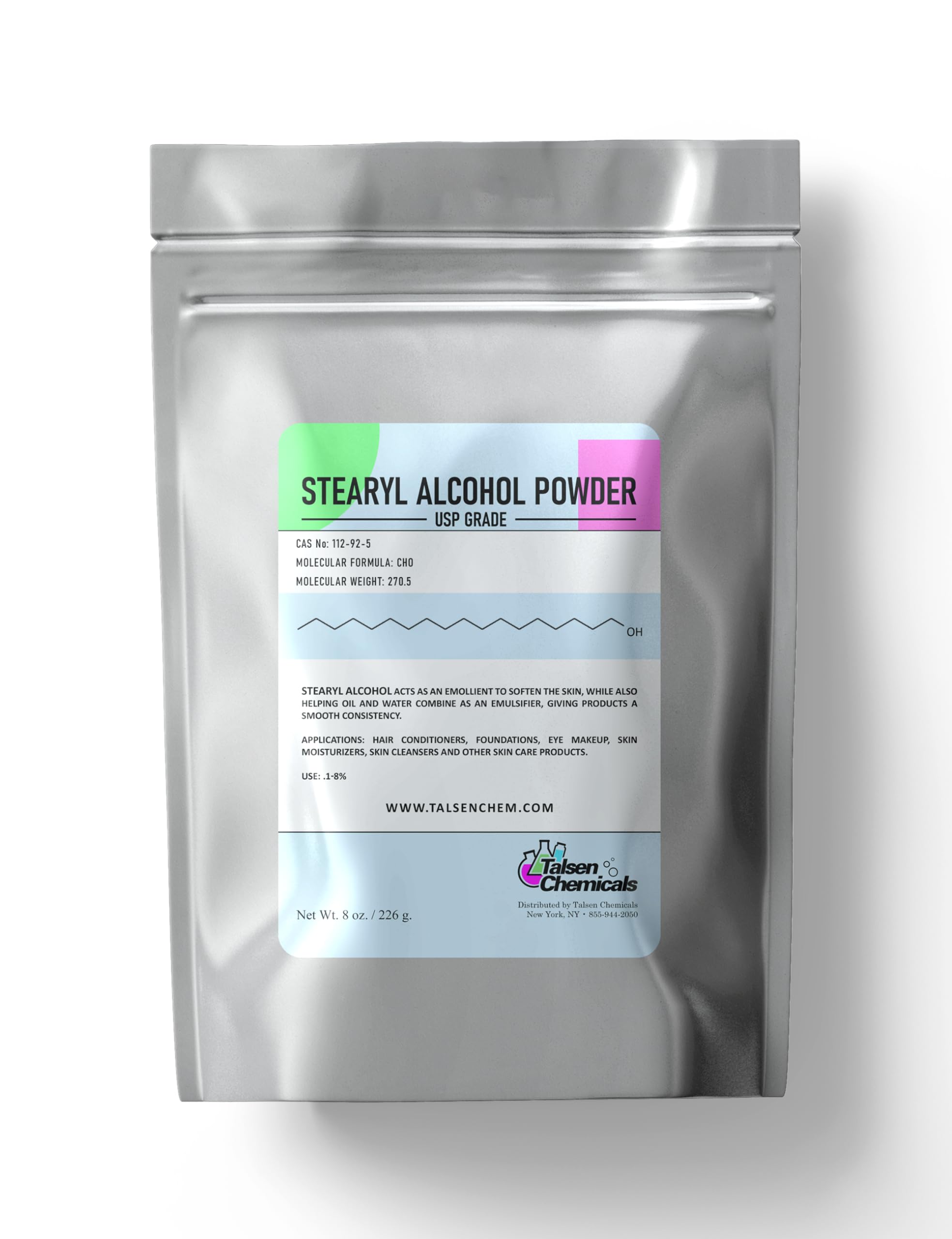 Stearyl Alcohol for Soft and Smooth Skin, Stearyl Alcohol Powder Cosmetic Grade, Emulsifying Agent for Soap Making, Hair Care, and Personal Care