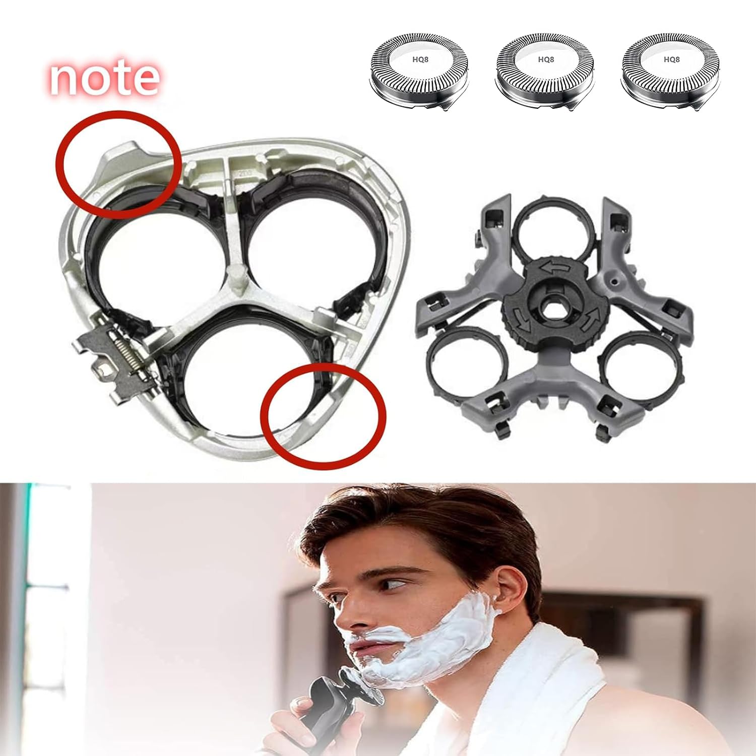 HQ8 Heads Compatible with Phlips Norelco Aquatec razor,Replacement Heads for PT720 PT721 PT722 PT723 PT724 PT725 PT726PT728 PT729 PT730 AT830 AT811 Etc Model