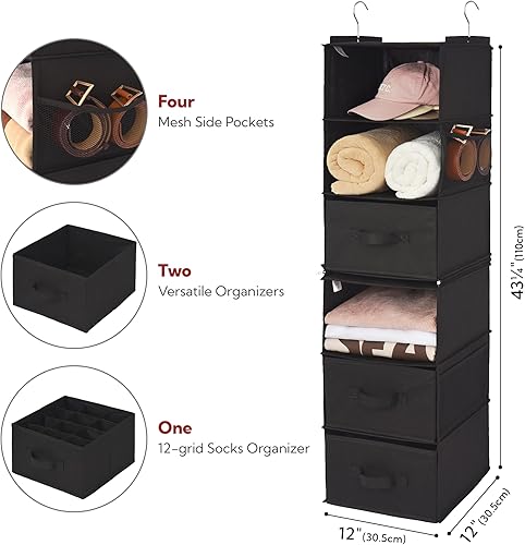 Miniatura 3 de GRANNY SAYS Organizador colgante de armario de 6 estantes, organizadores de armario y almacenamiento, separable en 2 estantes colgantes de 3