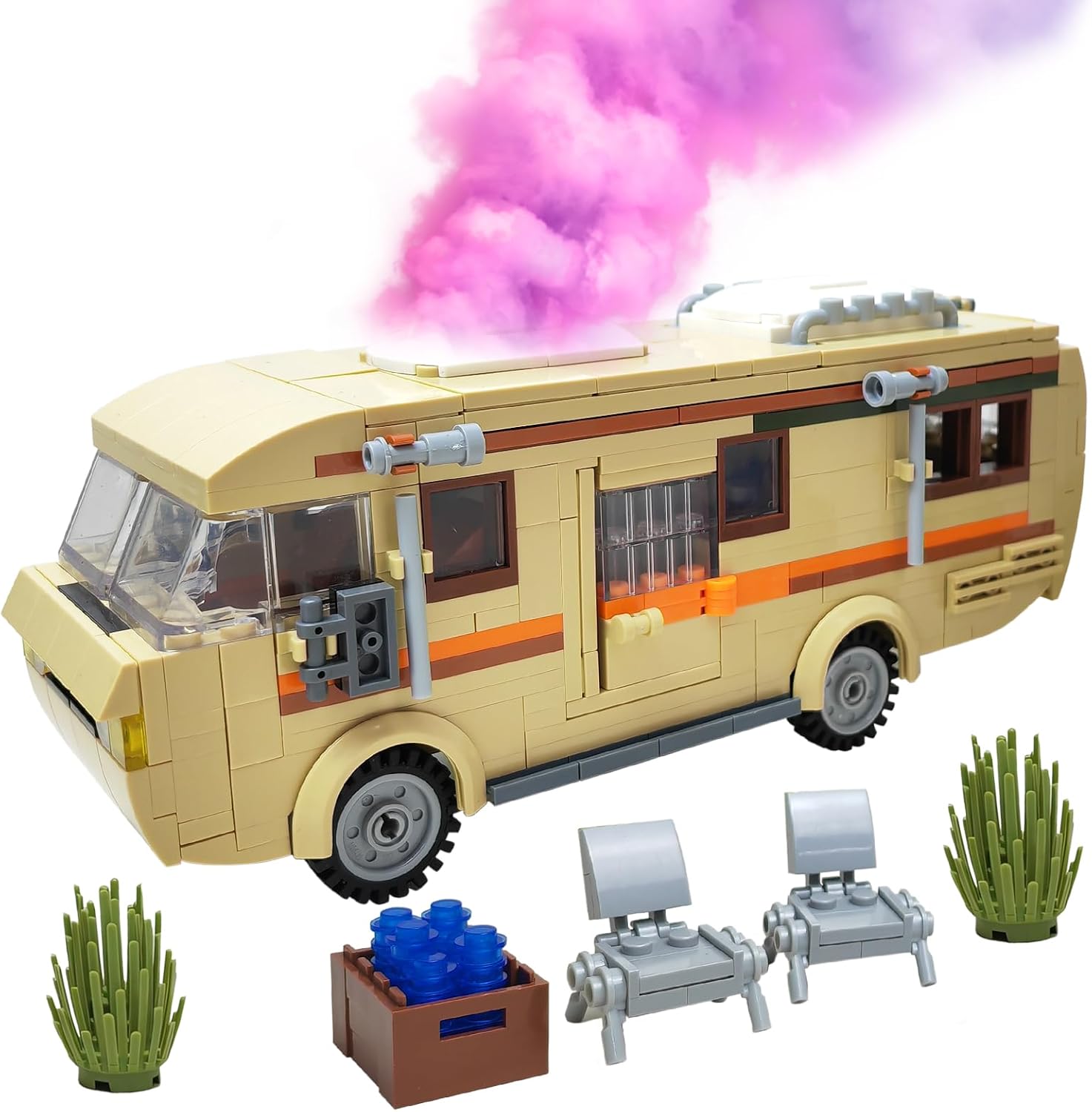 Classic Desert Camper RV Building Block Set 426 Pcs Motorhome Car Model Kit with Chemistry Lab Interior for Adults & Teens Home Desk Decor Gift