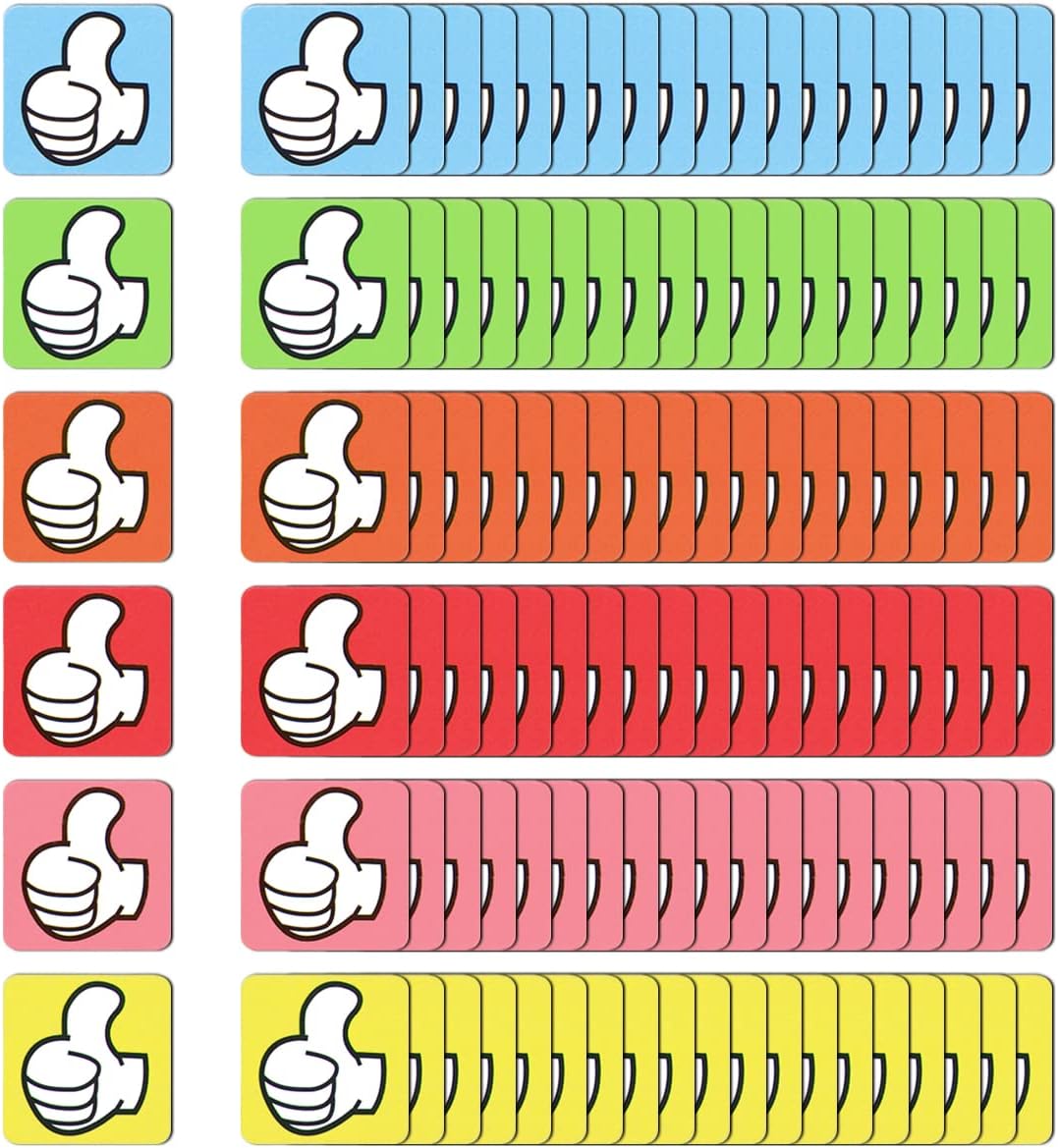 120 Pcs Colorful Thumbs Up Magnets Refrigerator Magnets Blackboard Sticker Childrens Race Reward Chart Magnet for Whiteboard Classroom Office Refrigerator (6 Color,3cm)