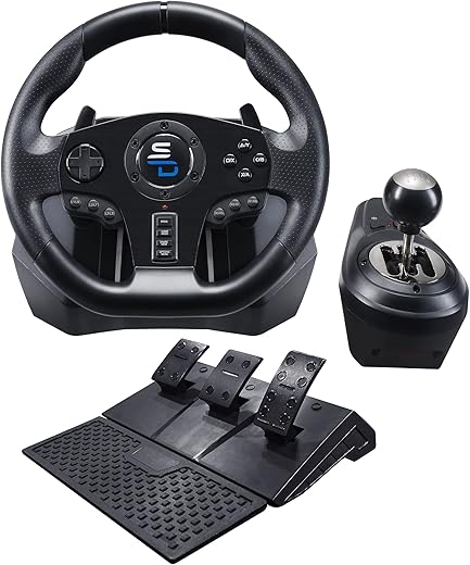 Superdrive - GS850-X racing steering wheel with manual shifter, 3 pedals, paddle shifters for Xbox Serie X/S, PS4, Xbox One, (programmable)