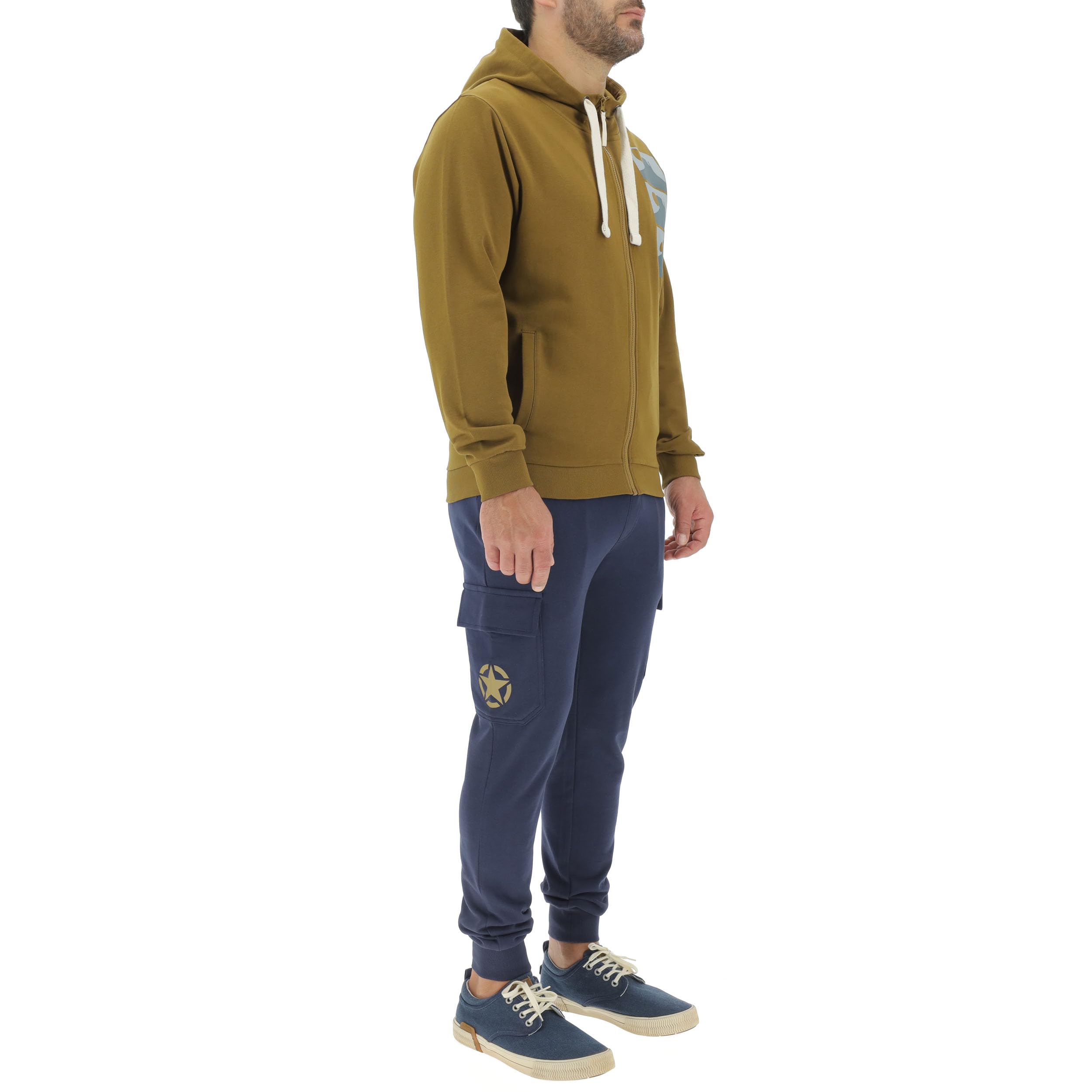Jeep J Man Cargo Sweatpants Star Small Side Pocket Print J24s - Spodnie Mężczyźni