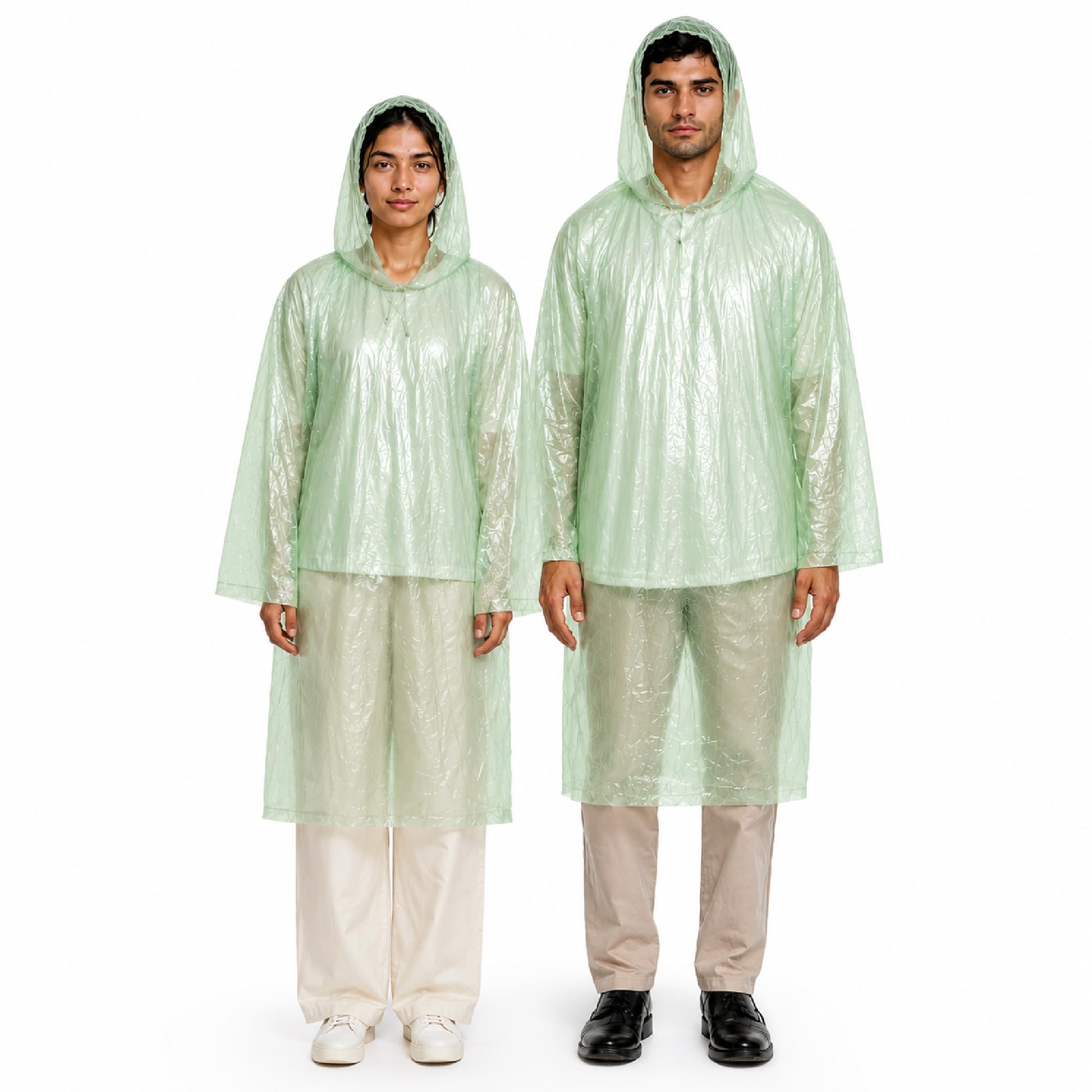 Robustt Disposable Adult Rain Poncho for Men & Women Pack-2 | Universal Fit Use and Throw Raincoat | Knee Length Pocket Raincoat with Hood for Travel, Emergency Rain, & Outdoor-image-0