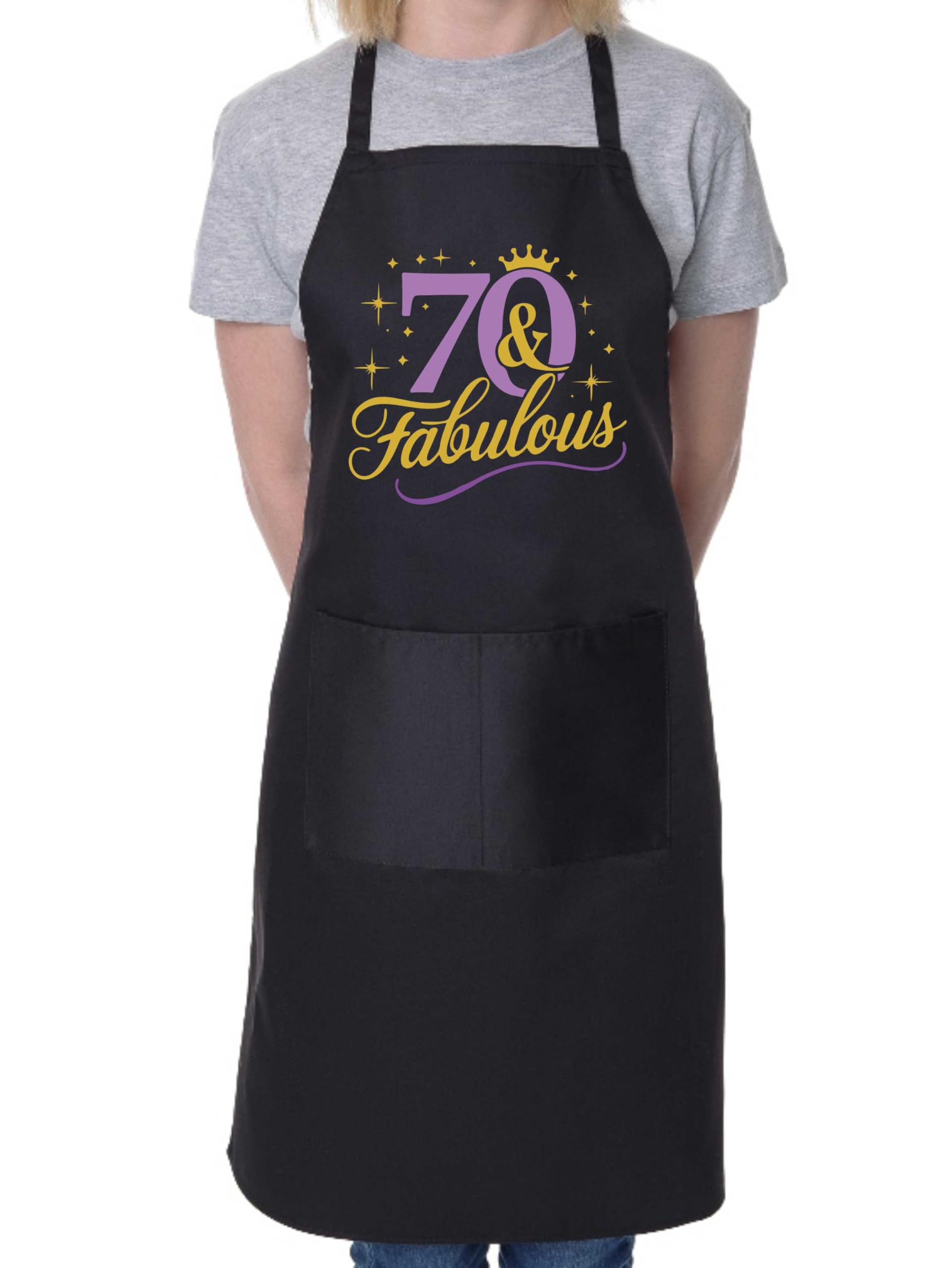 Print4u Unisex Black 70 And Fabulous Apron 70Th Birthday Gift 70 Year Old Present