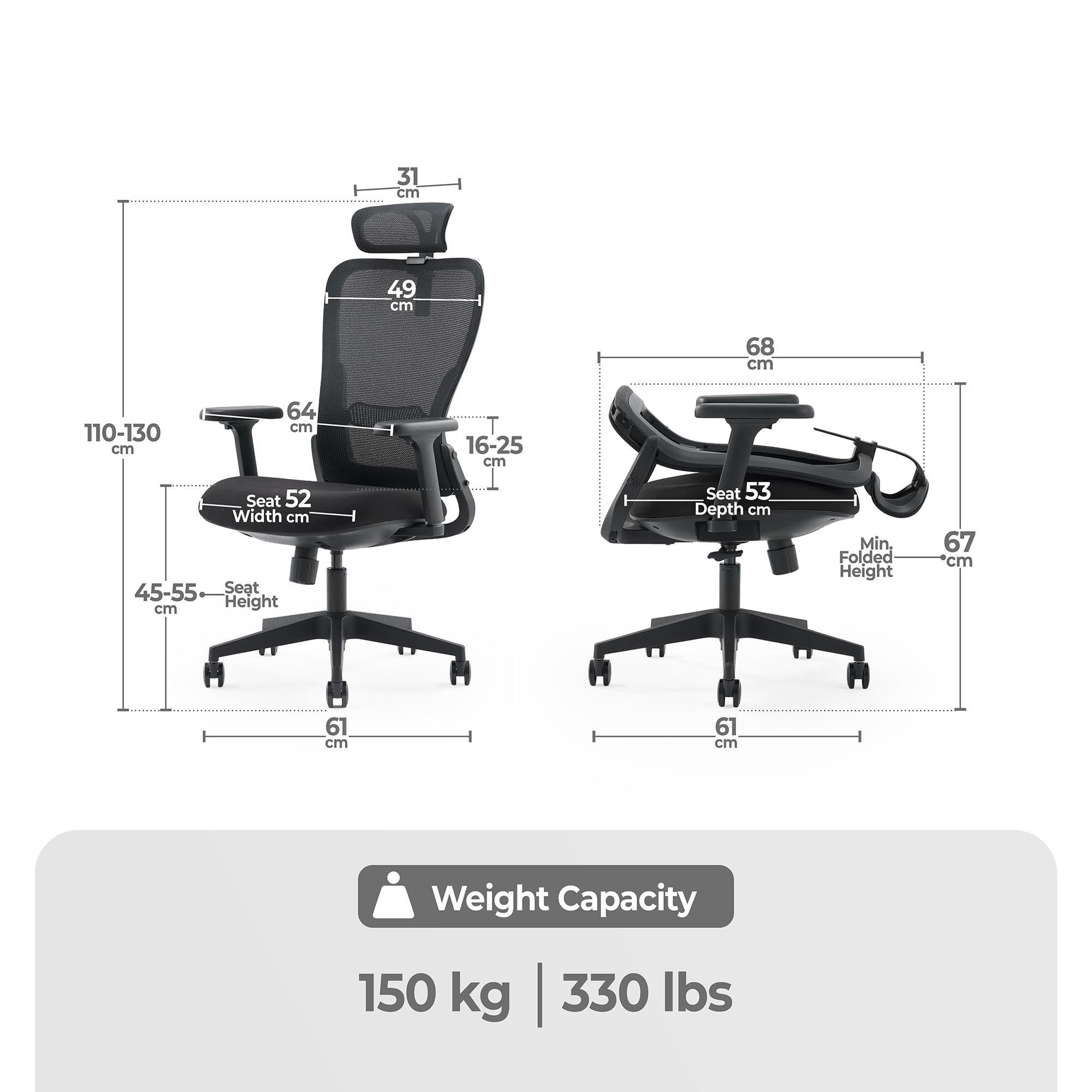 Tervo Modello Y, Sedia da ufficio pieghevole per piccoli spazi, sedia da gioco per adulti e bambini, sedia ergonomica in rete, sedia da scrivania pieghevole per casa e lavoro (modello Y, senza