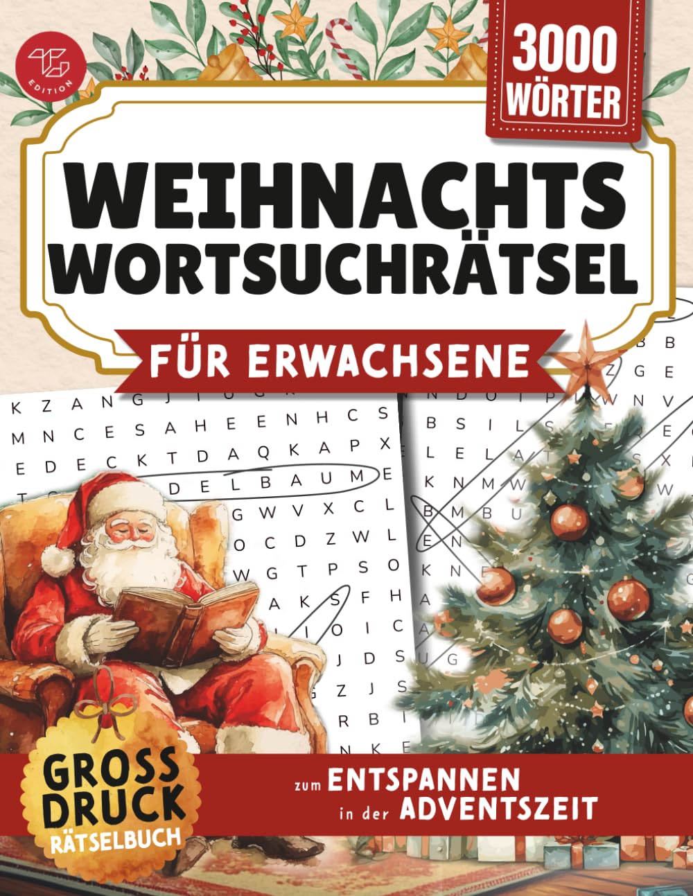 Weihnachts-Wortsuchrätsel für Erwachsene: Großdruck-Rätselbuch zum Entspannen in der Adventszeit