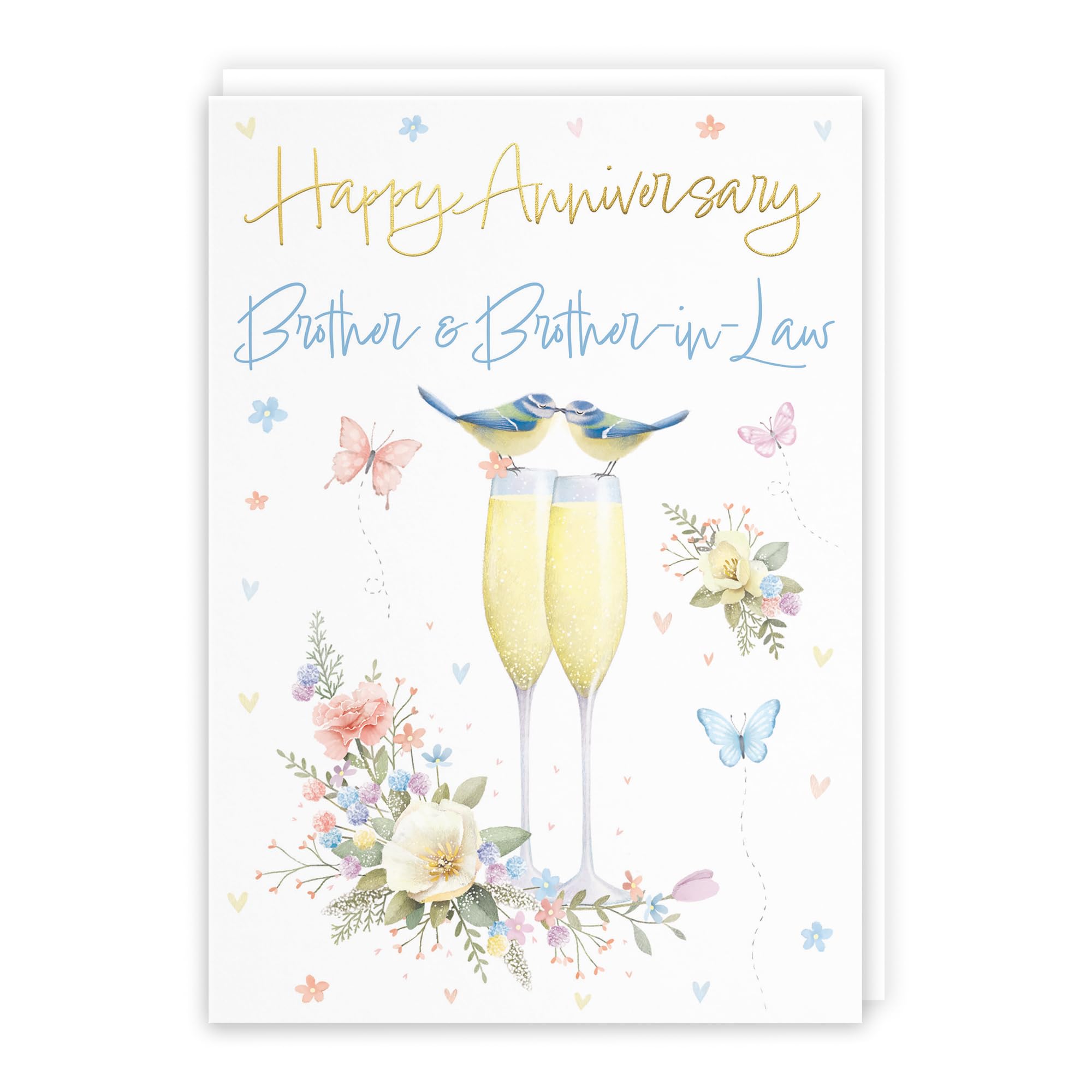 Hunts England - Brothers Anniversary Card - A5 Size - Champagne Flutes - Gold Foil - Luxury Brother-in-Law Card - Milo's Gallery — image 1