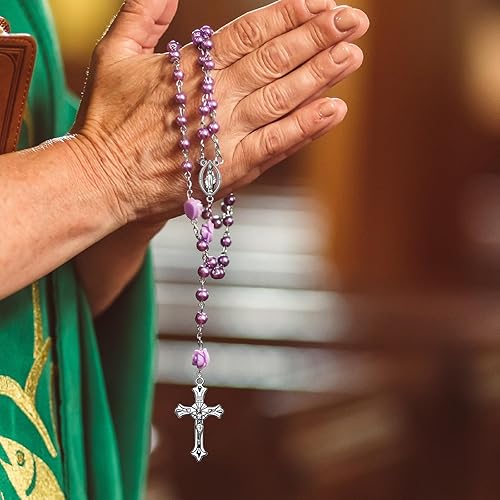 Vista 5 de 30 piezas/15 juegos de kits de rosario de aleación, medallas con cruz y centro, dijes ovalados, Jesús, María, eslabones católicos, colgantes