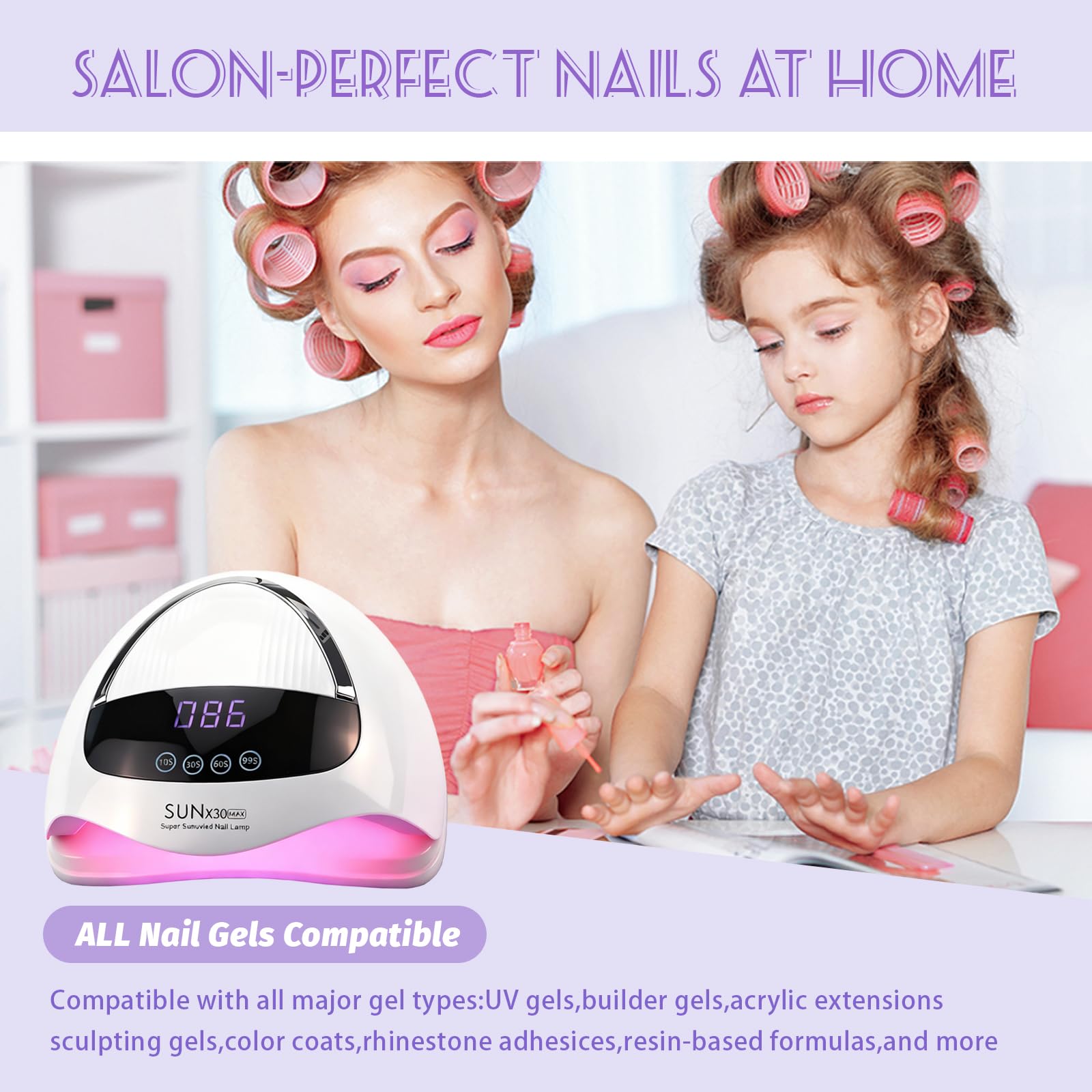 LÁMPARA UV/LED PARA UÑAS 500 W - Secador de uñas con 90 LED y sensor automático