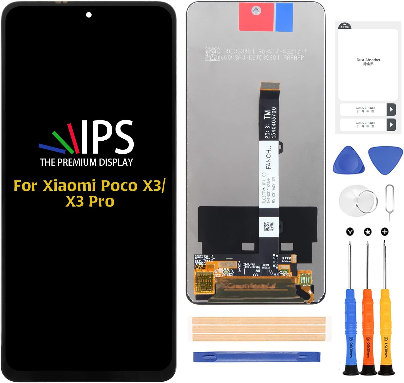 A-MIND for Xiaomi Poco X3/X3 Pro/X3 NFC LCD Display Touch Digitizer Screen Replacement Full Assembly Repair Kits with Tools