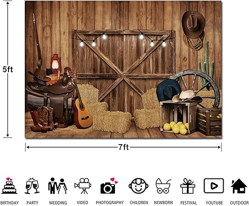 Miniatura 5 de SOAPPERMST Fondo de vaquero occidental de 7 x 5 pies, suministros de fiesta, decoración de fondo, cortina de fondo, pancarta de cumpleaños,