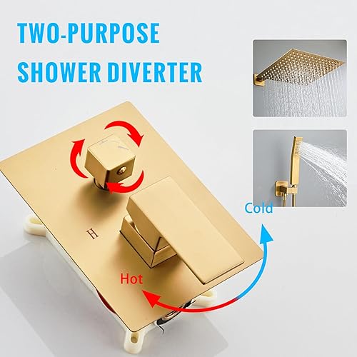 Miniatura 5 de SaniteModar Cabezal de ducha, sistema de ducha de baño de 10 pulgadas, cabezal de ducha cuadrado de lluvia multifuncional, sistema de ducha montado