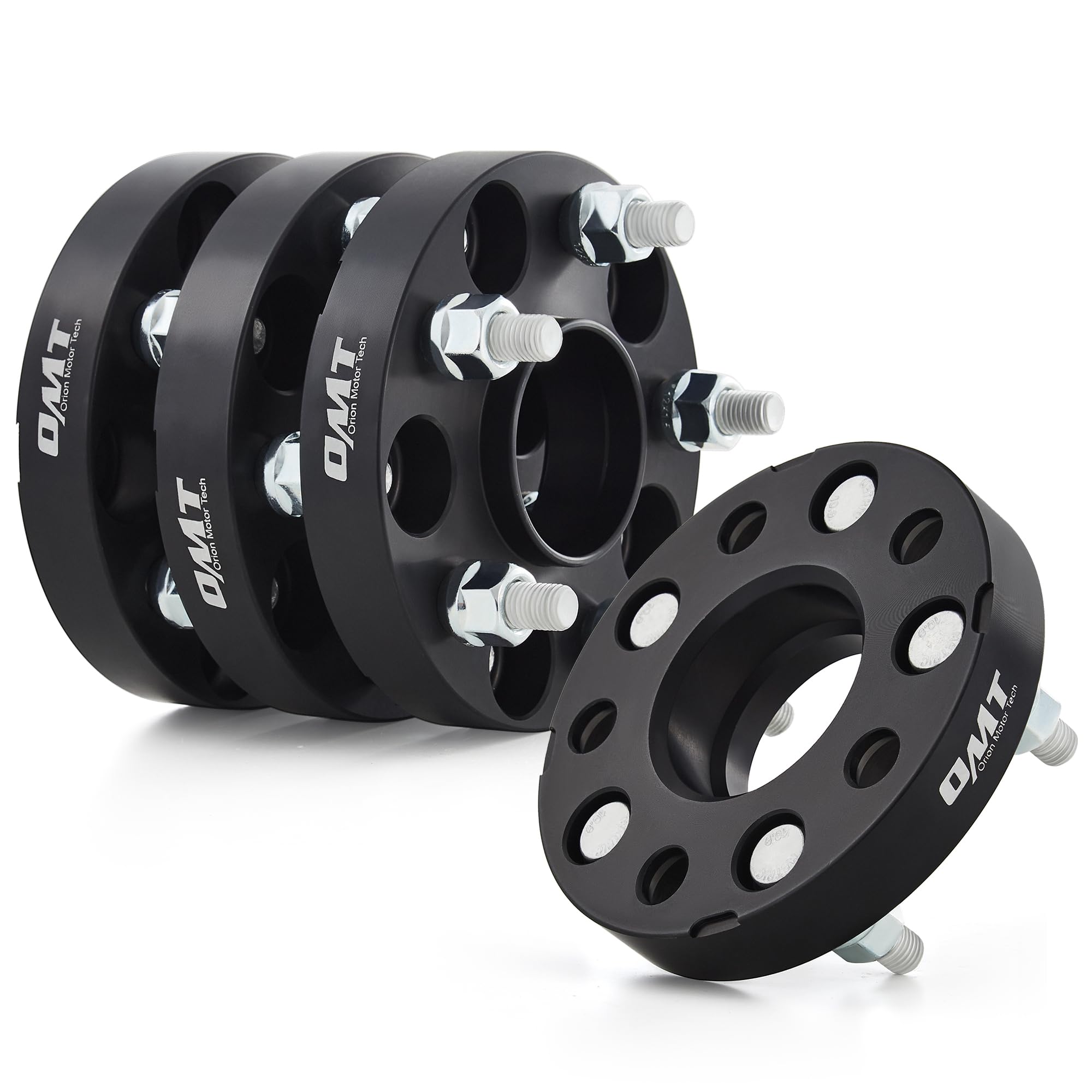 Orion Motor Tech 5x4.5 Hub Centric Wheel Spacers, 1" Black Wheel Spacers with M12x1.5 Studs Compatible with Honda Accord Honda Civic Honda CRV Acura RSX Acura TL, 64.1mm Bore Wheel Spacer Kit, 4pcs