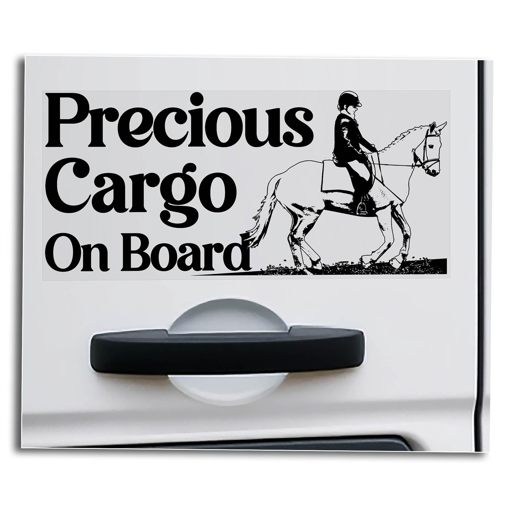 Precious Cargo on Board, Horse Car Sticker, Window Sign, Horsebox Vinyl Decal, Equestrian Safety Riding Horses Gift -V06BW (External - Black Print)