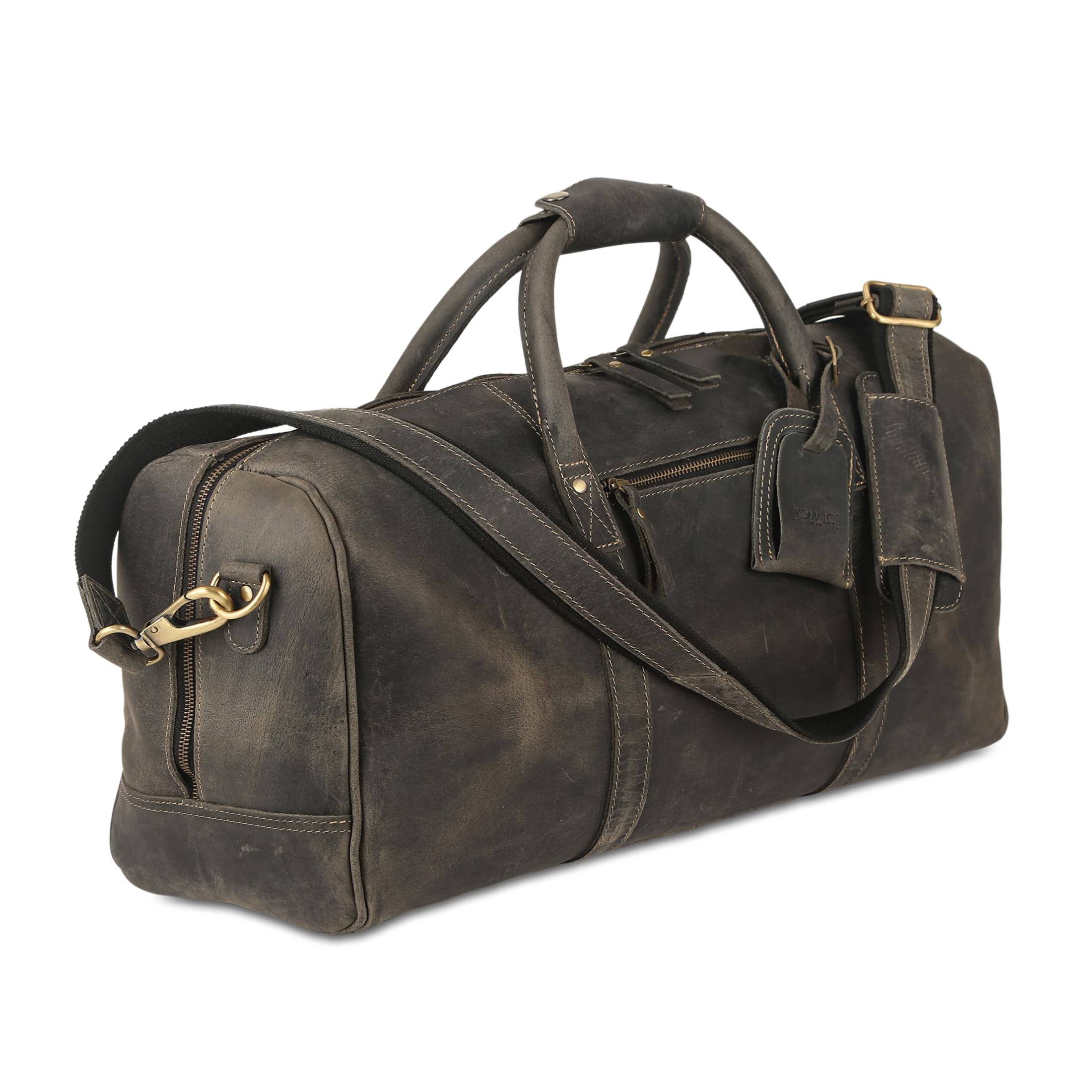 KomalC Leather Travel Duffel Bags for Men and Women Full Grain Leather Overnight Weekend Leather Bags Sports Gym Duffle