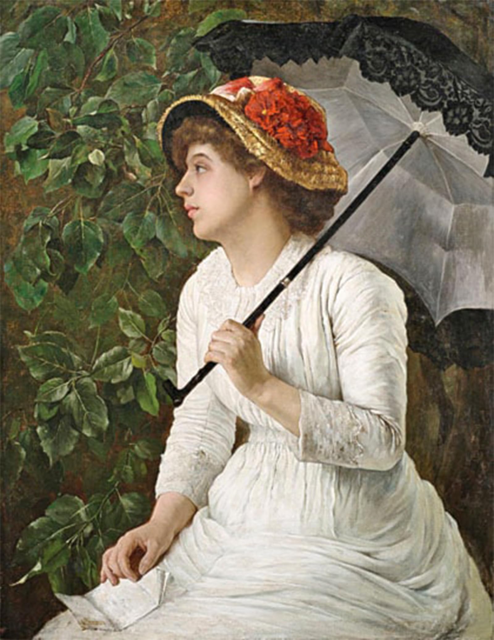 POSTERIIk Vintage Classic Picture Landscape Artwork Portrait of a Young Woman by Leon Bazile Perrault Portrait Canvas Painting for Office Home Decor 60x90cm