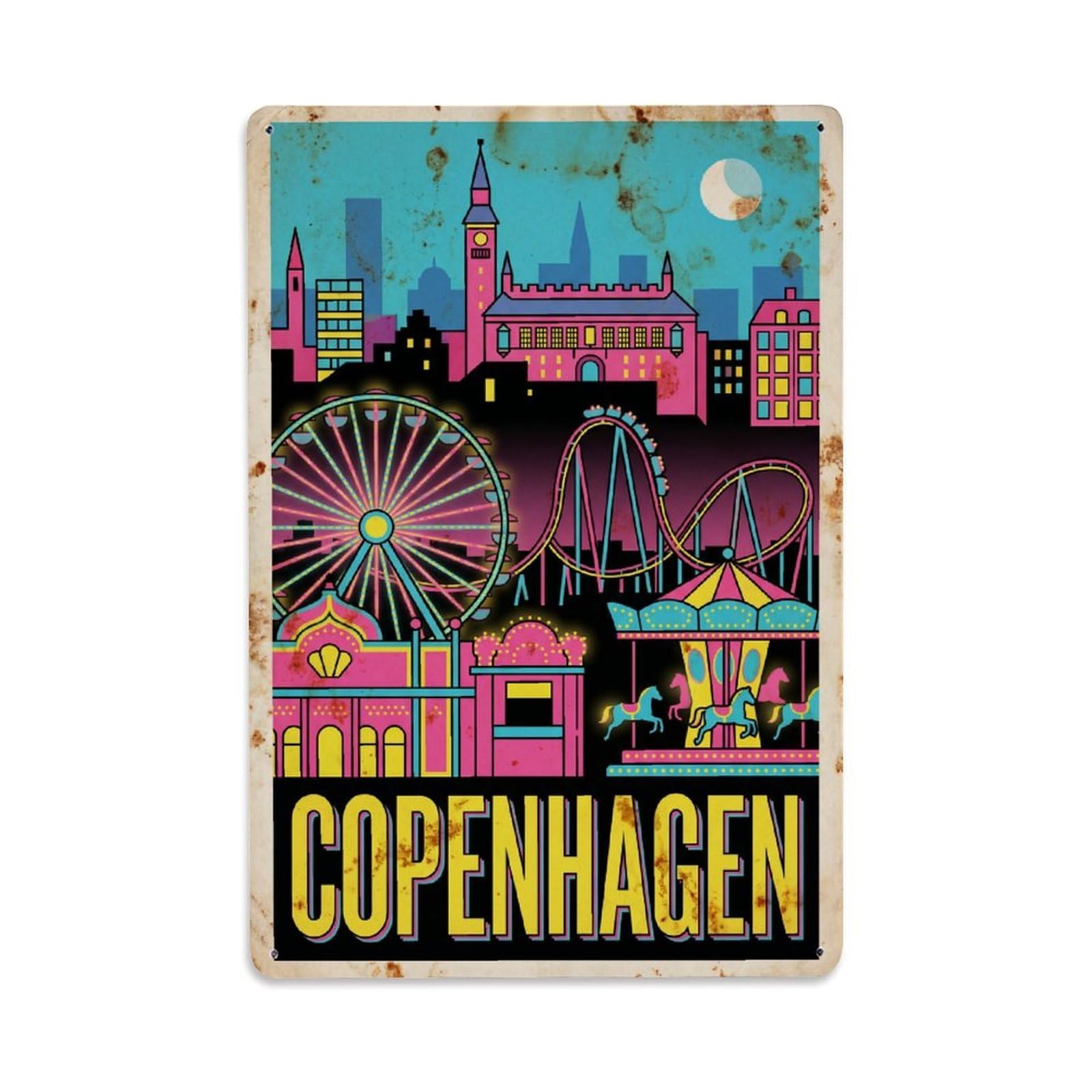 Este 8X12inch Style Vintage Travel Copenhagen Denmark Amazing Metal Tin Sign