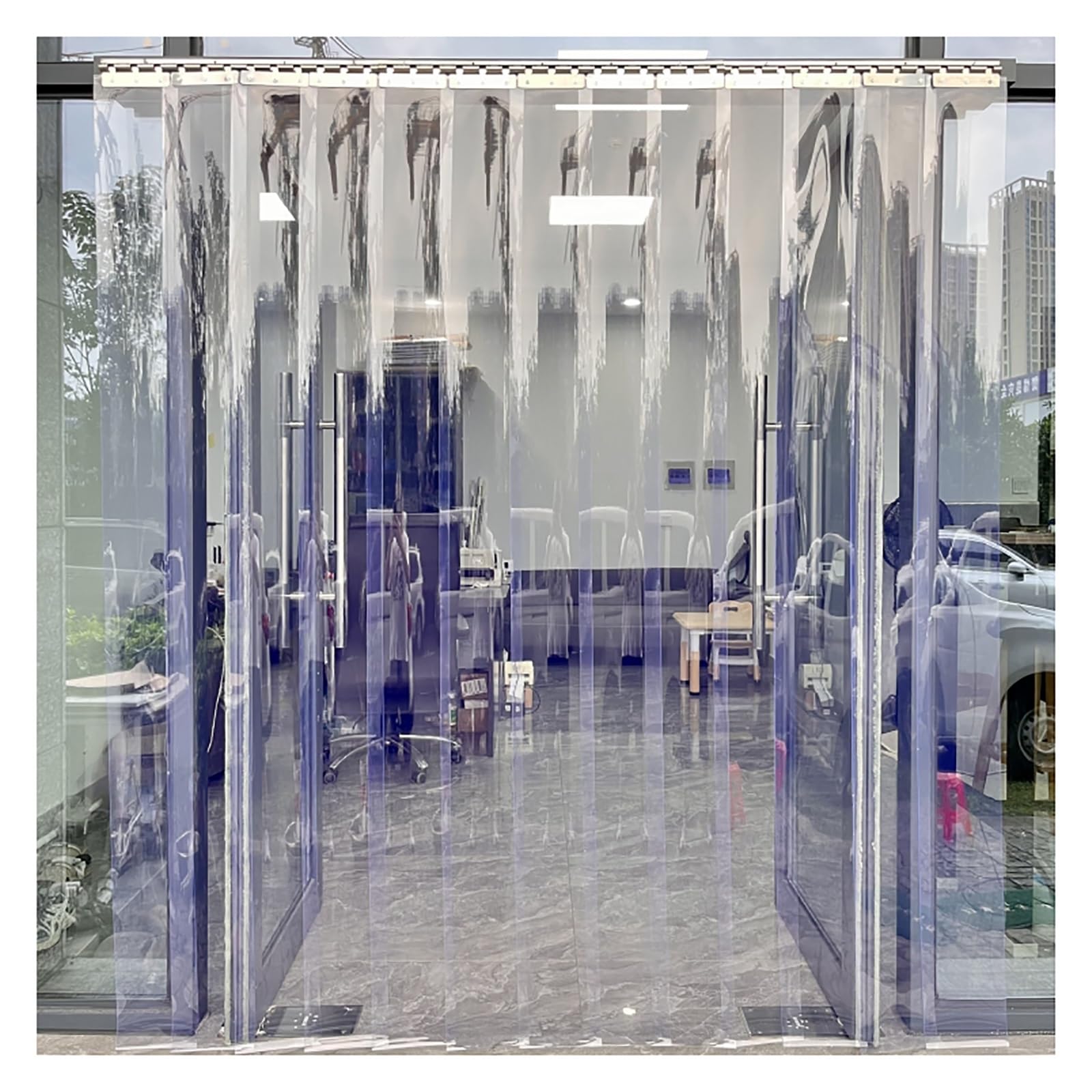 Kurtyna drzwiowa z PVC, przezroczysta, wodoodporna, z PVC, wiatroszczelna, wodoodporna, rozdzielająca, z przegrodą(195x260cm/76.77x102.3in)