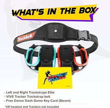 Rebuff Reality Trackstraps Elite Bundle + Dance Dash Game Steam Key, Heel Lock for Enhanced Stability, Compatible with Vive Tracker 3.0, 2.0, Tundra & HTC Vive Ultimate, (Trackers Not Included)