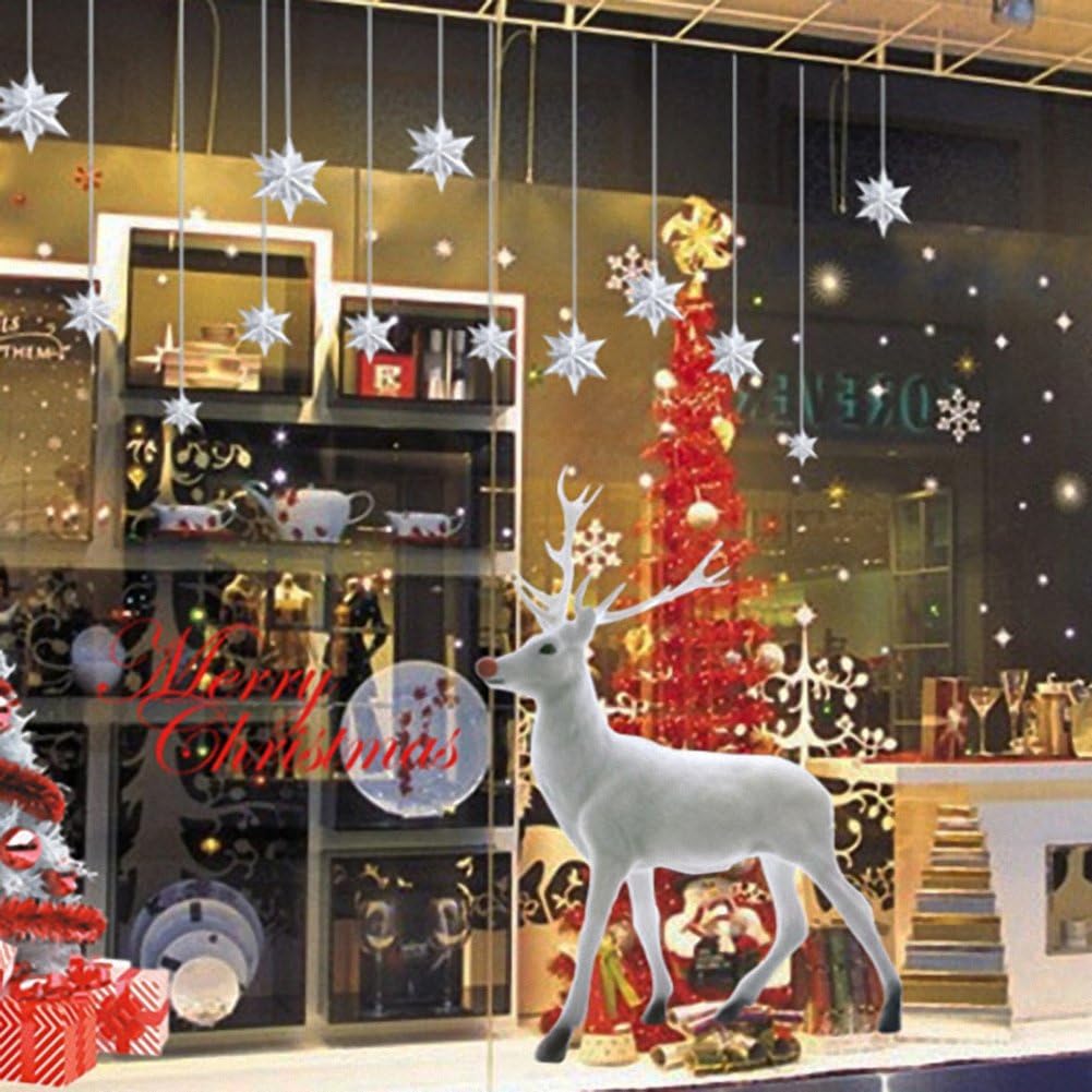 Lovely White Christmas Deer Wall Sticker for Window Home Decor 60x90cm