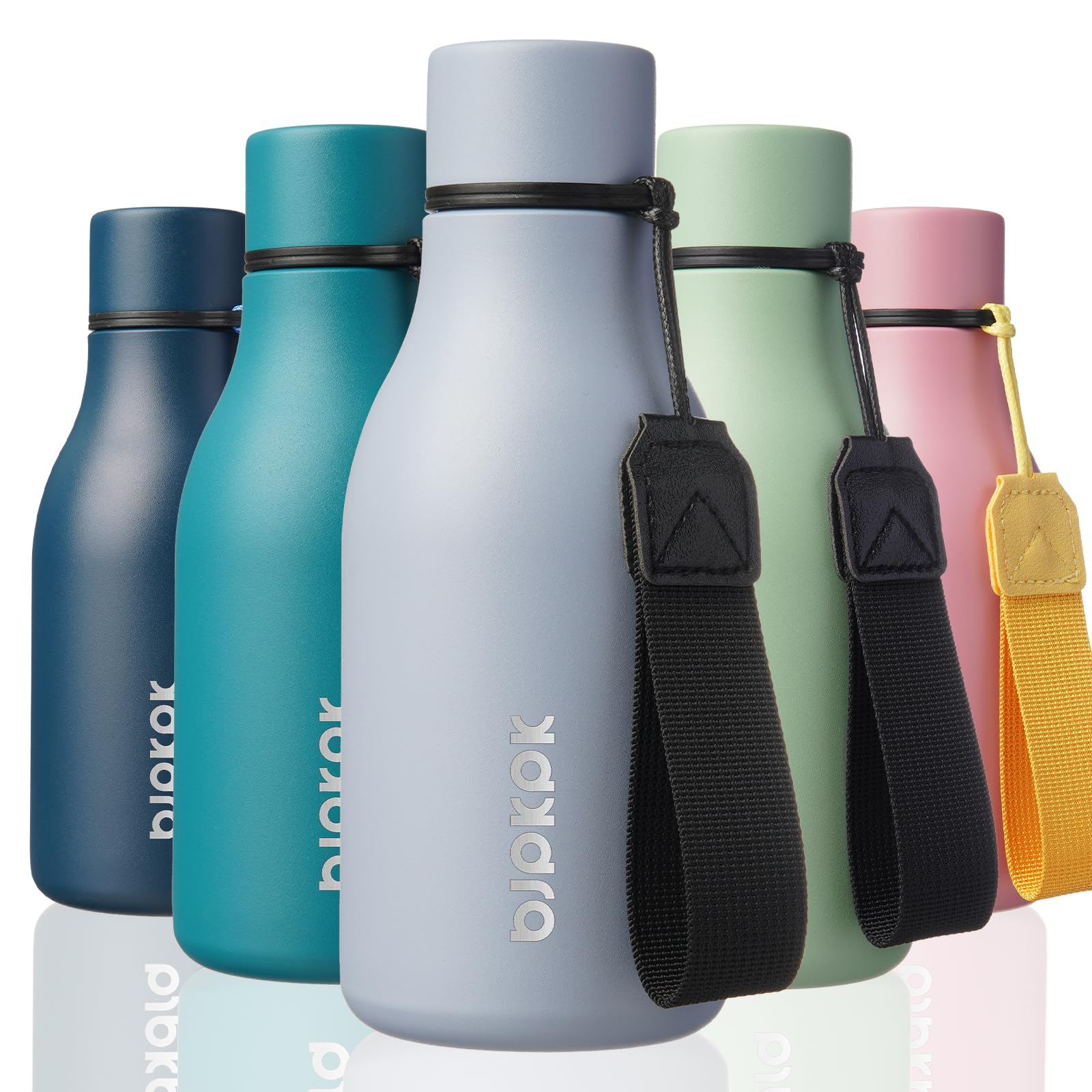 BJPKPK 12oz Insulated Water Bottle, Stainless Steel Bottle with Carry Strap | Keep Cold &amp; Hot Vacuum Insulation, Leak-Proof BPA-Free Design, Slim Bottle Fits Most Cup Holders for Gym, Office &amp; Travel