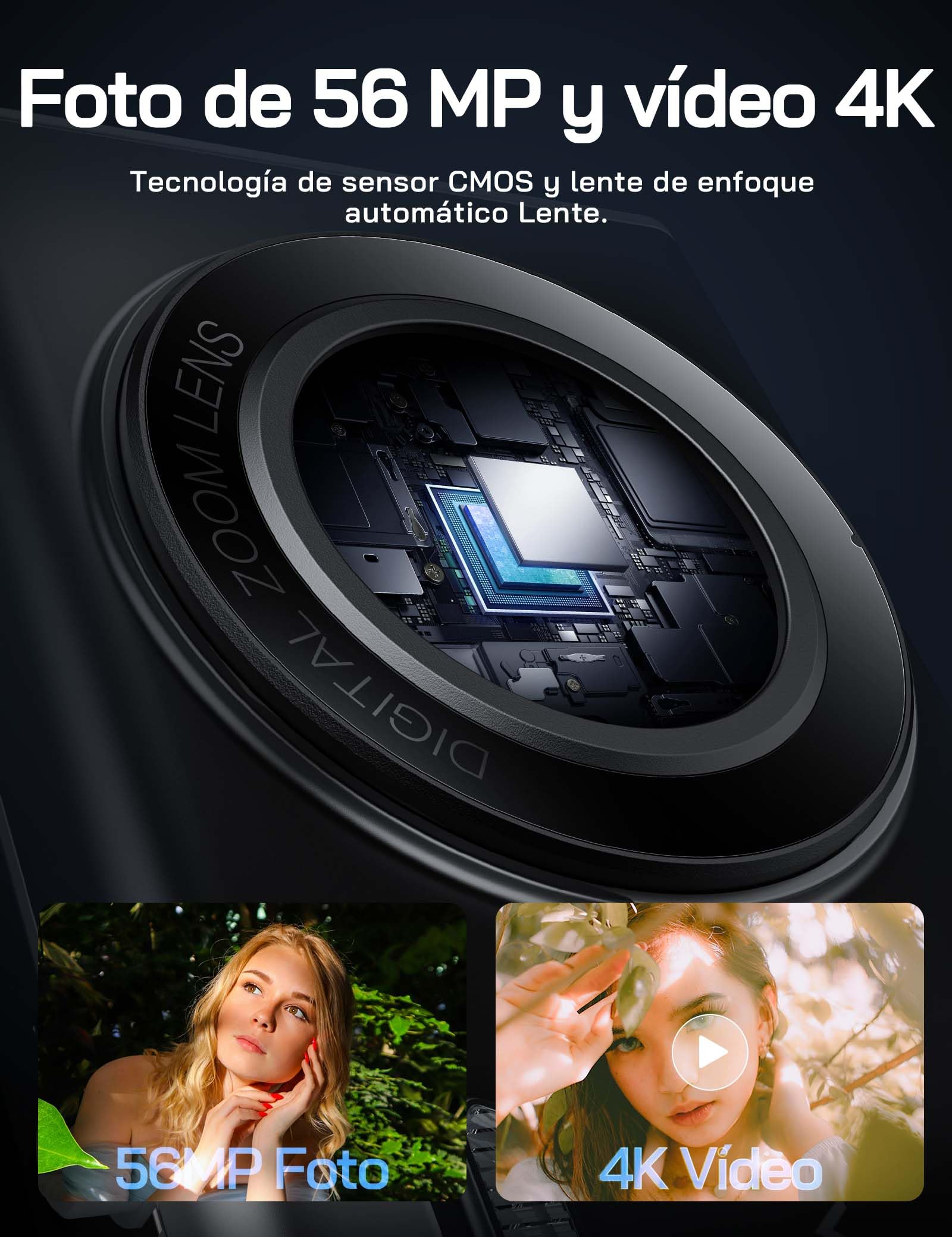 WOLFANG Cámara Digital Portátil Compacta, cámara Infantil 4K para fotografía, Cámara de Fotos de 56 MP, con Zoom de 16X, Recargable Cámara para Niños, Principiantes, Adulto