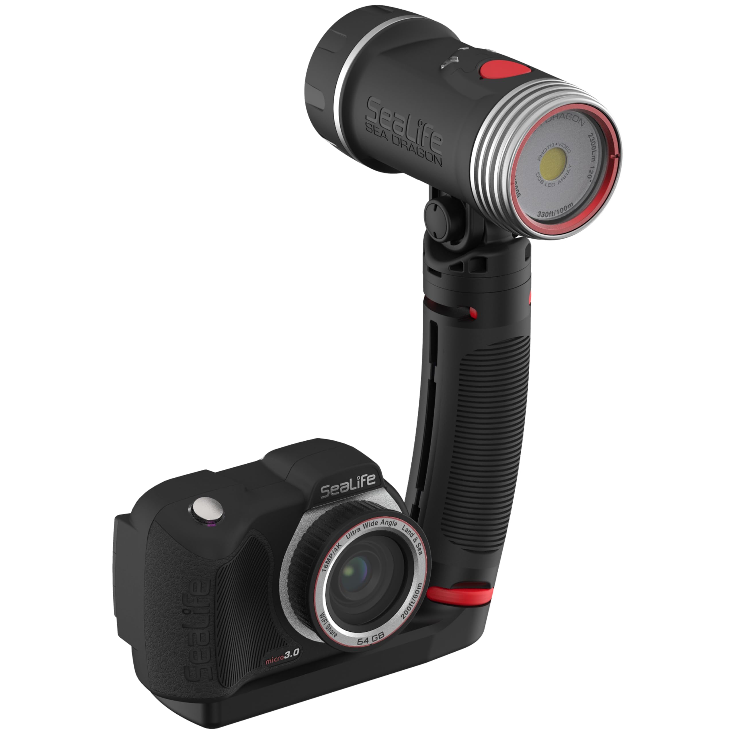 SeaLife Sea Dragon 2300F Underwater Photo-Video Light, Bright and Colorful Video and Photos, for Scuba and Snorkeling with Compact and Action Cameras (with Flex-Connect Grip and Tray)