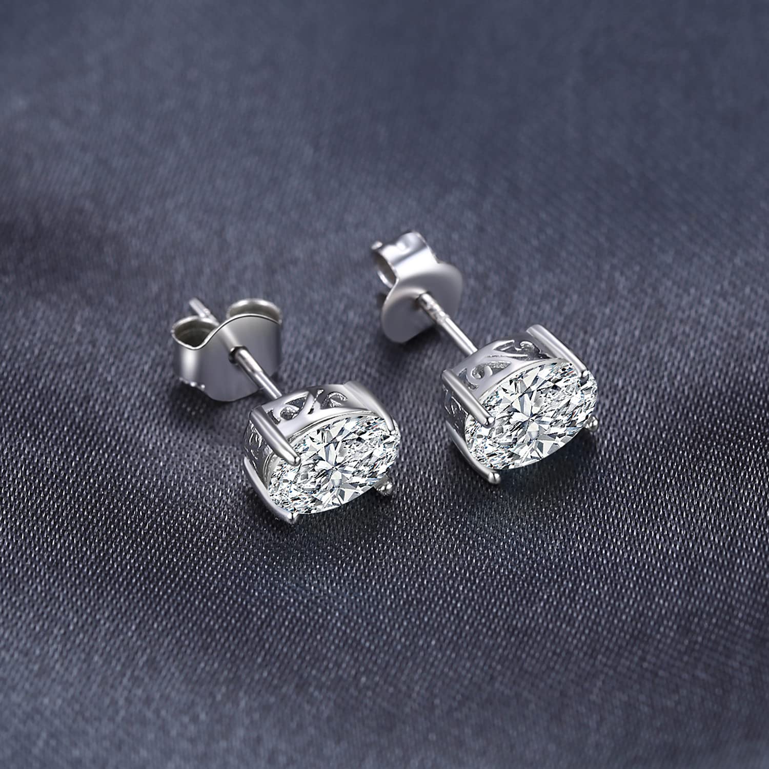 JewelryPalace Oval 2ct Moissanite Ohrstecker Silber 925 Damen, Simulierter Diamant Braut Schmuck Set mit Stein, Ohrringe Silber Mädchen Edelstein, Ohrstecker Silber Geschenk Frauen Rosegold Gold