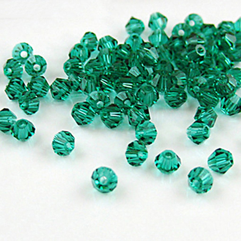 Gemini_mall Green Gemini_mall® 100 Faceted Bicone Crystal Glass Beads 4Mm For Jewelry Making (Green)