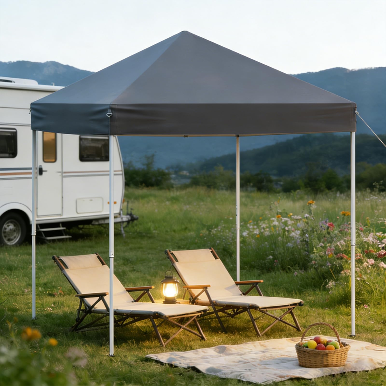 RELAX4LIFE Tonnelle Pliante 2x2 M Pop-up, Barnum Pliant Facile à Monter pour Camping/Jardin/Terrasse, Gazebo 2x2 avec Sac de Transport, Hauteur Réglable, Piquets & Cordes Inclus, Gris